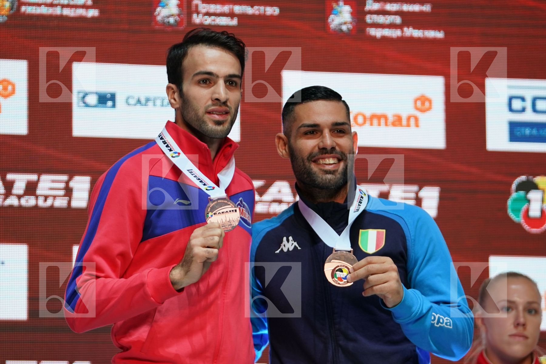 ASGARI GHONCHEH BAHMAN (IRAN), BUSA LUIGI (ITALY) during podium ceremony