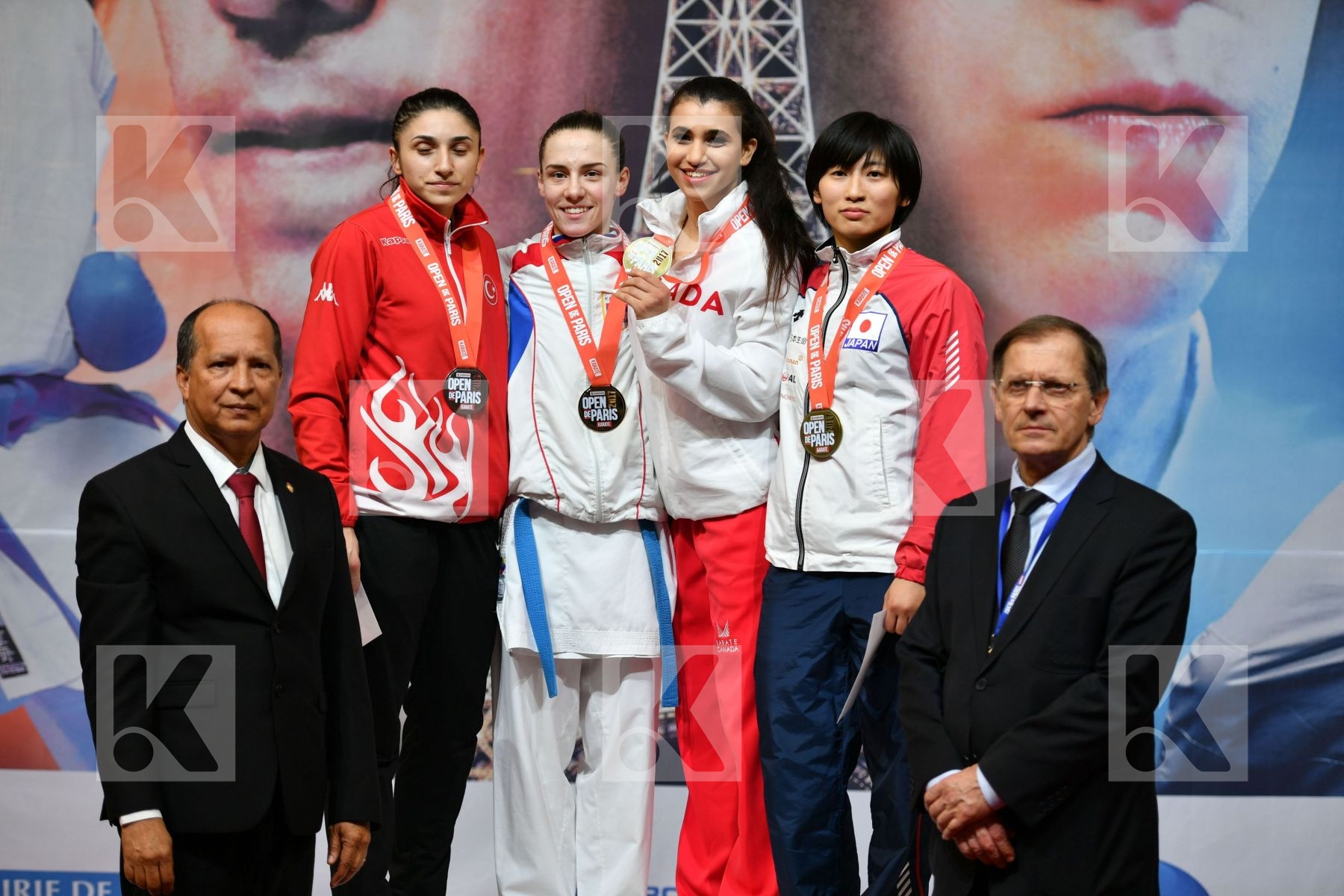 Canada Coban Merve Female kumite -61 kg Japan Jumaa Haya podium