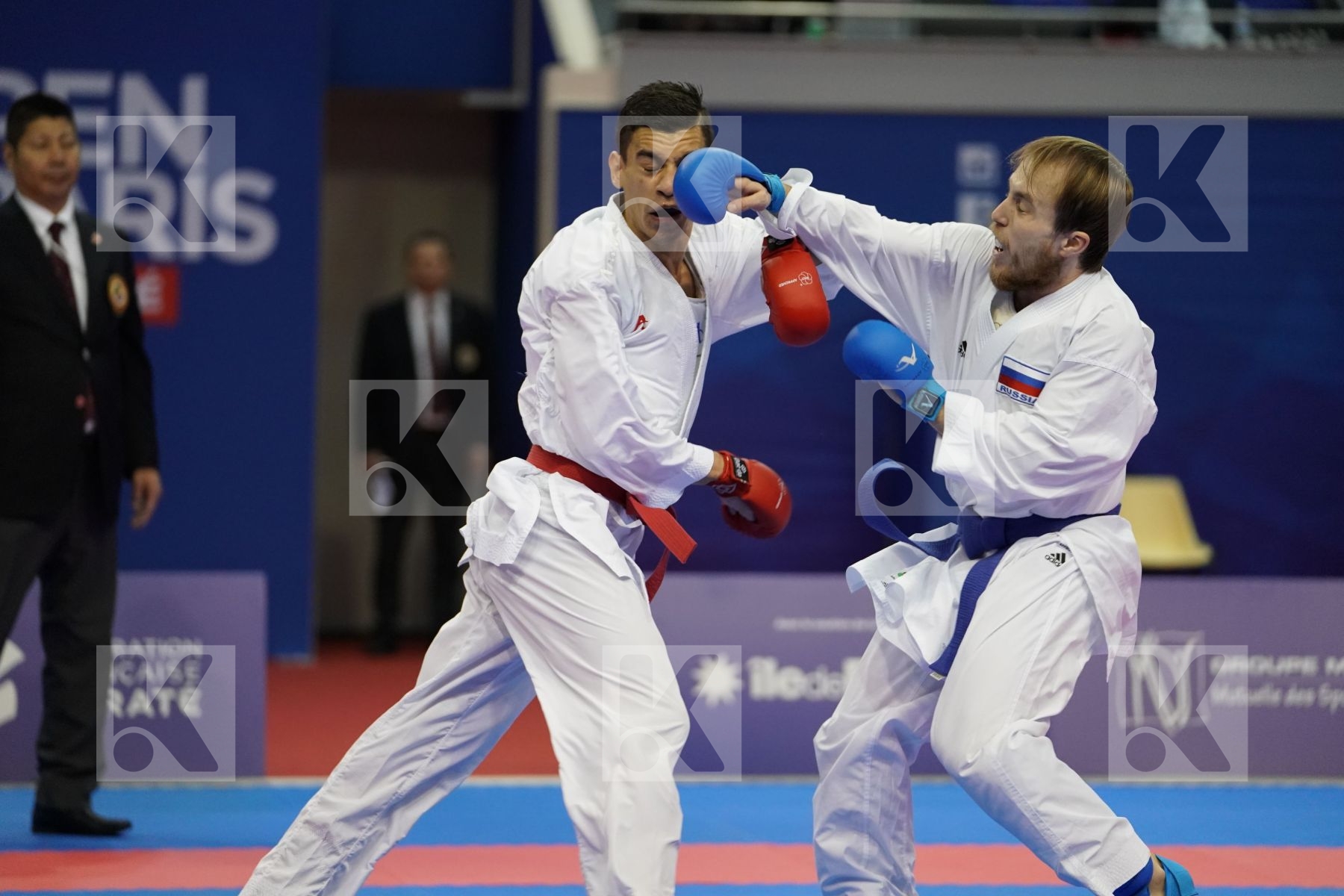 MAROCCOTINEZ JOVANNI (VENEZUELA) vs PLAKHUTIN EVGENY (RUSSIA) in Senior Kumite -60 Kg - Bronze bout