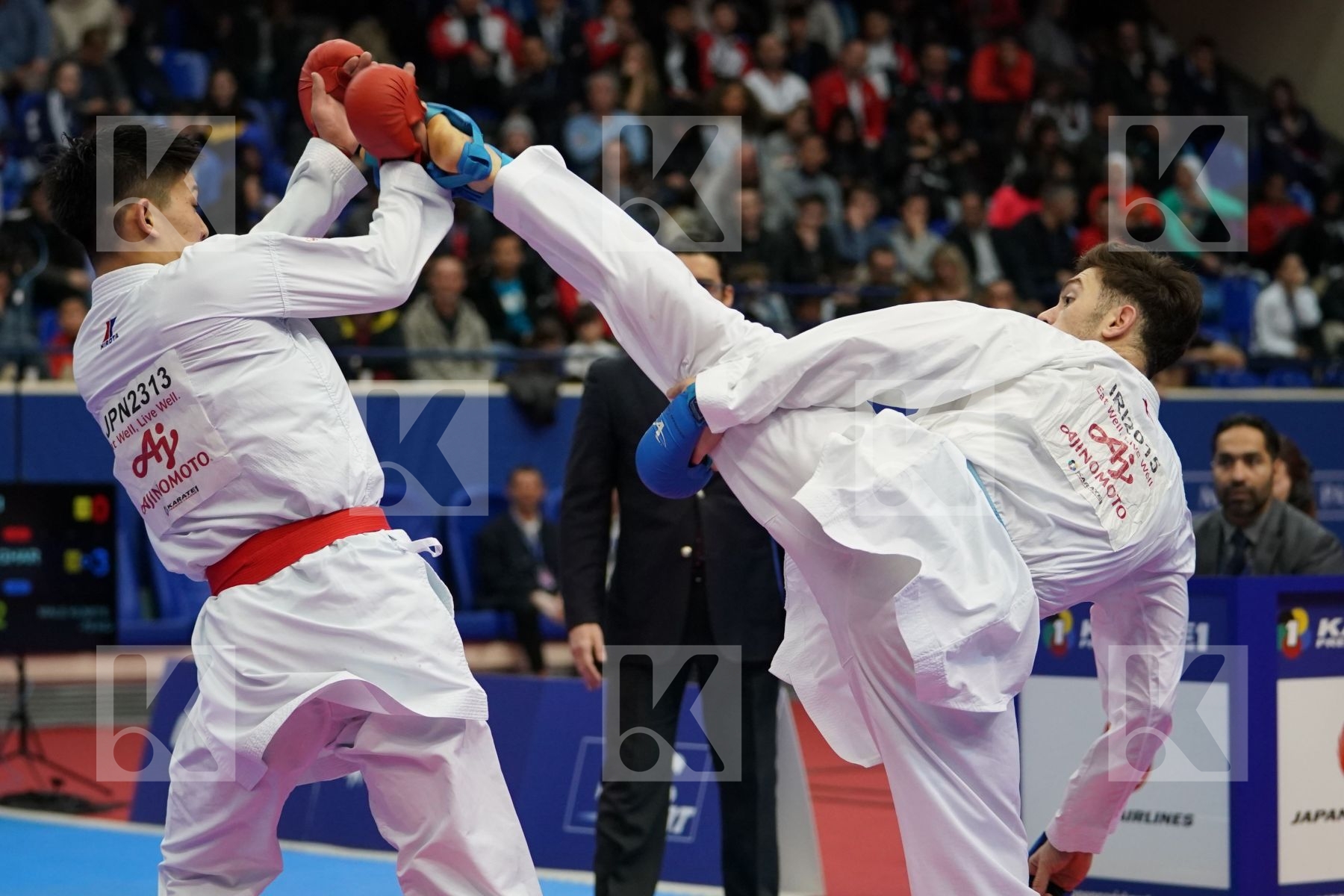 SAKIYAMA YUSEI (JAPAN) vs ASIABARI ALI ASGHAR (ISLAMIC REPUBLIC OF IRAN) in Senior Kumite Ð 75 Kg - Bronze bout