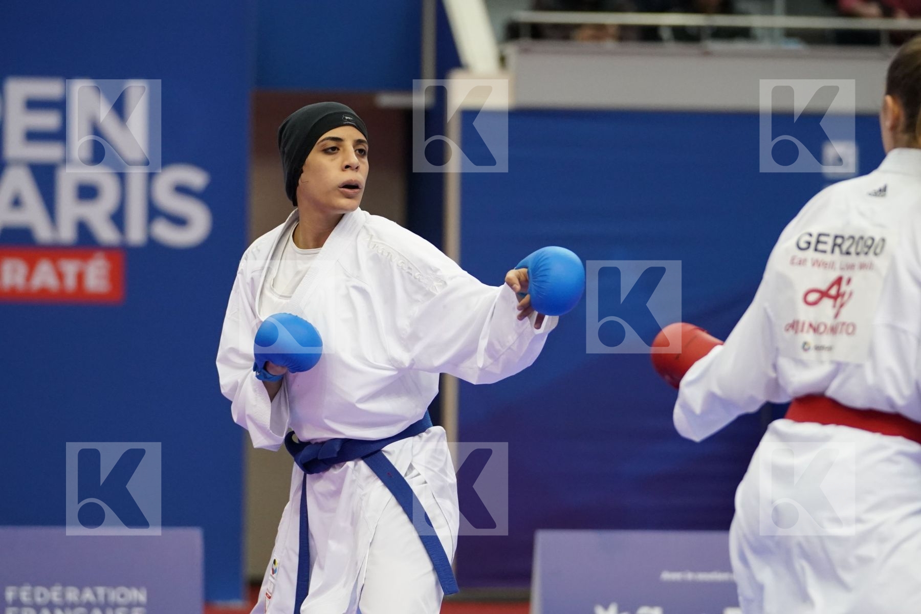 KNEER JOHANNA (GERMANY) vs ABDELAZIZ FERYAL (EGYPT) in Senior Kumite Ð 68 Kg - Bronze bout