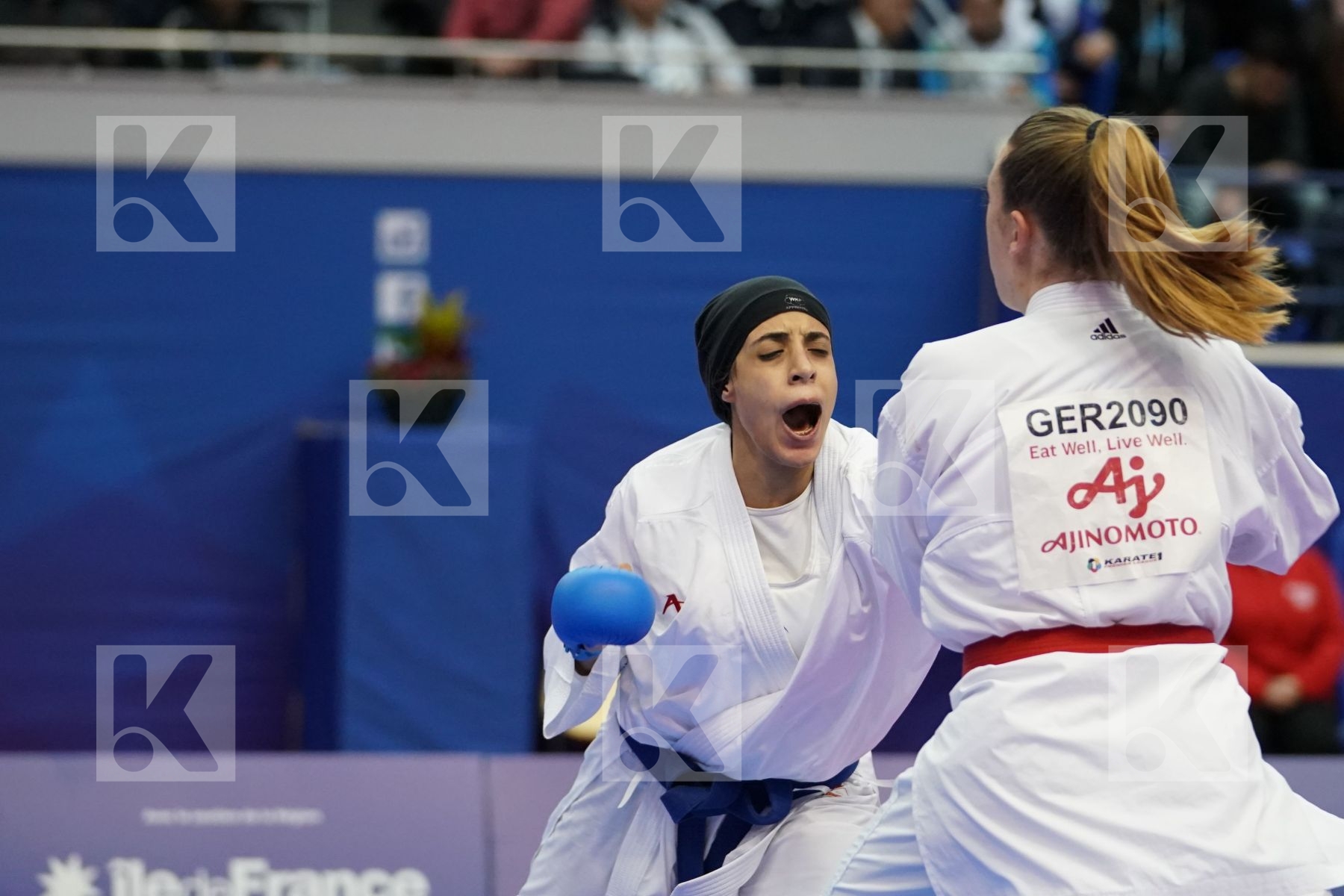 KNEER JOHANNA (GERMANY) vs ABDELAZIZ FERYAL (EGYPT) in Senior Kumite Ð 68 Kg - Bronze bout