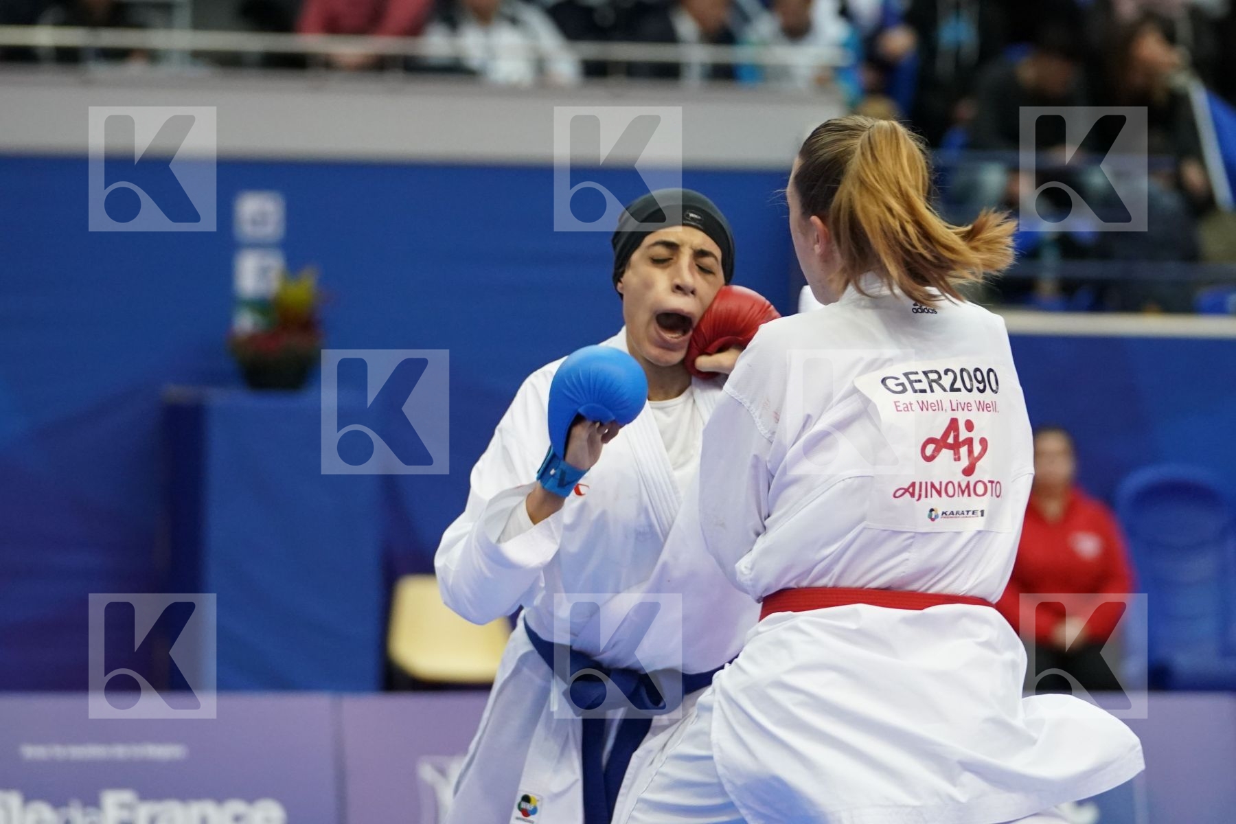 KNEER JOHANNA (GERMANY) vs ABDELAZIZ FERYAL (EGYPT) in Senior Kumite Ð 68 Kg - Bronze bout