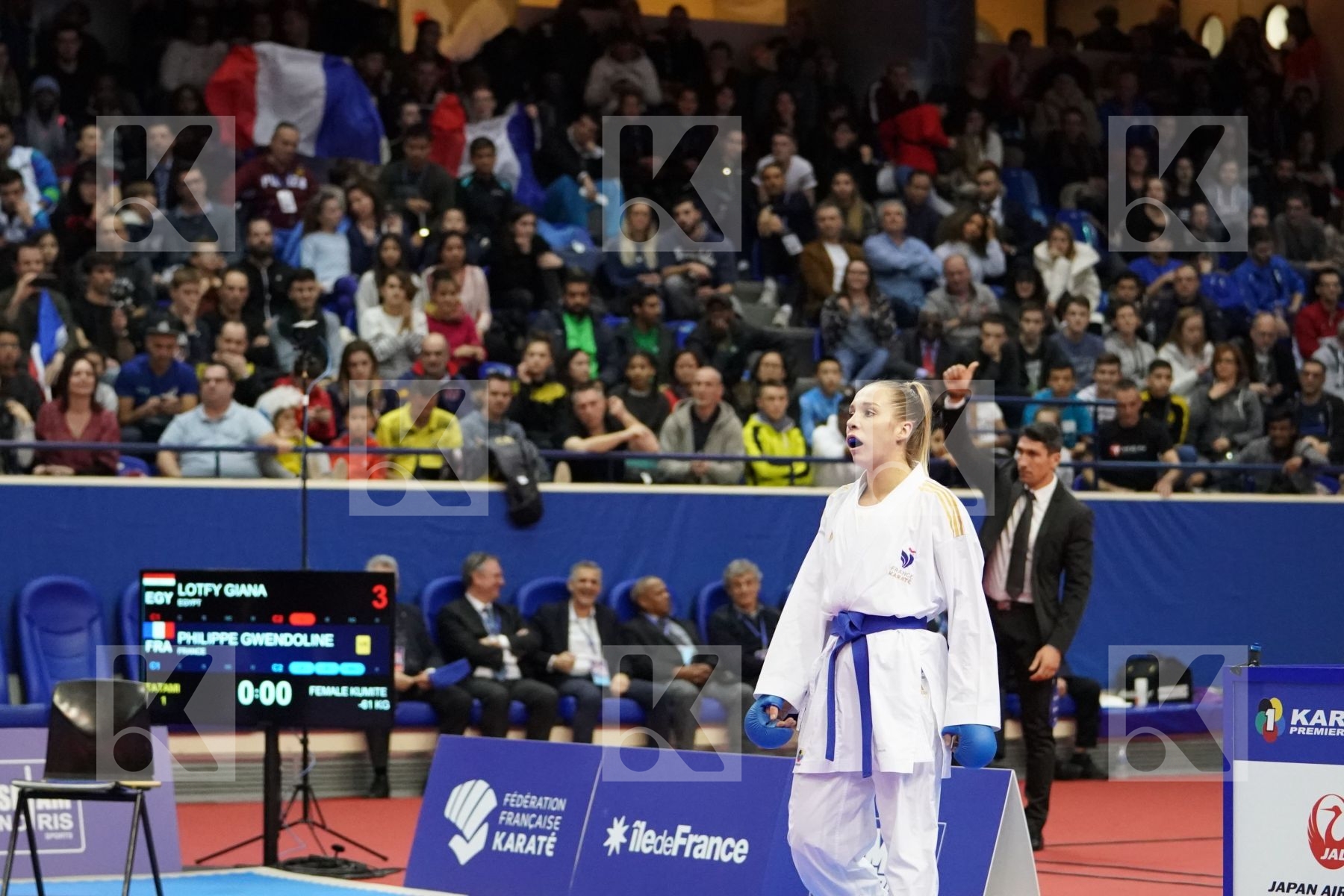 LOTFY GIANA (EGYPT) vs PHILIPPE GWENDOLINE (FRANCE) in Senior Kumite Ð 61 Kg - Gold bout
