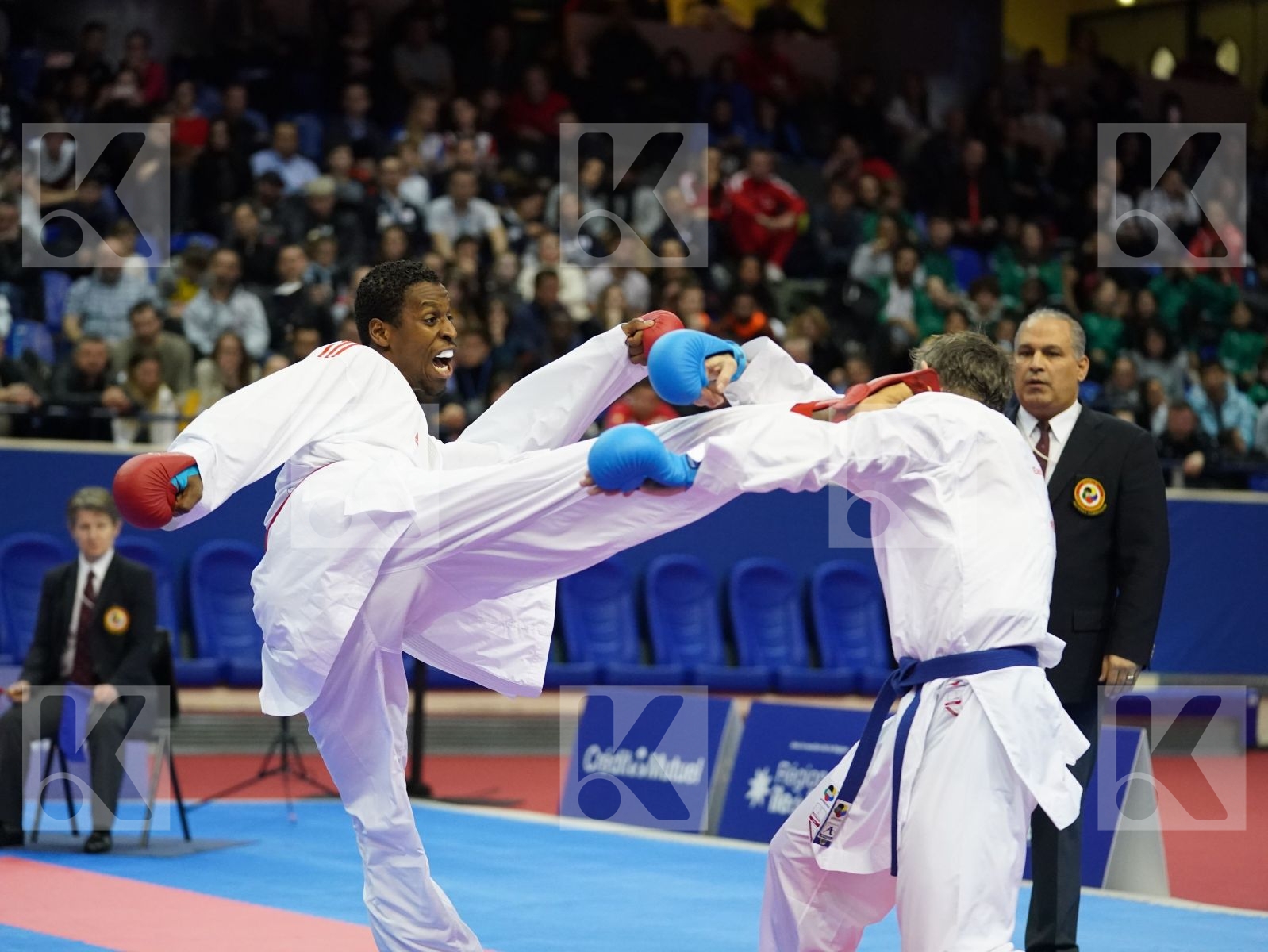 JACQUET DNYLSON (FRANCE) vs ARKANIA GOGITA (GEORGIA) in Senior Kumite 84+ Kg - Gold bout