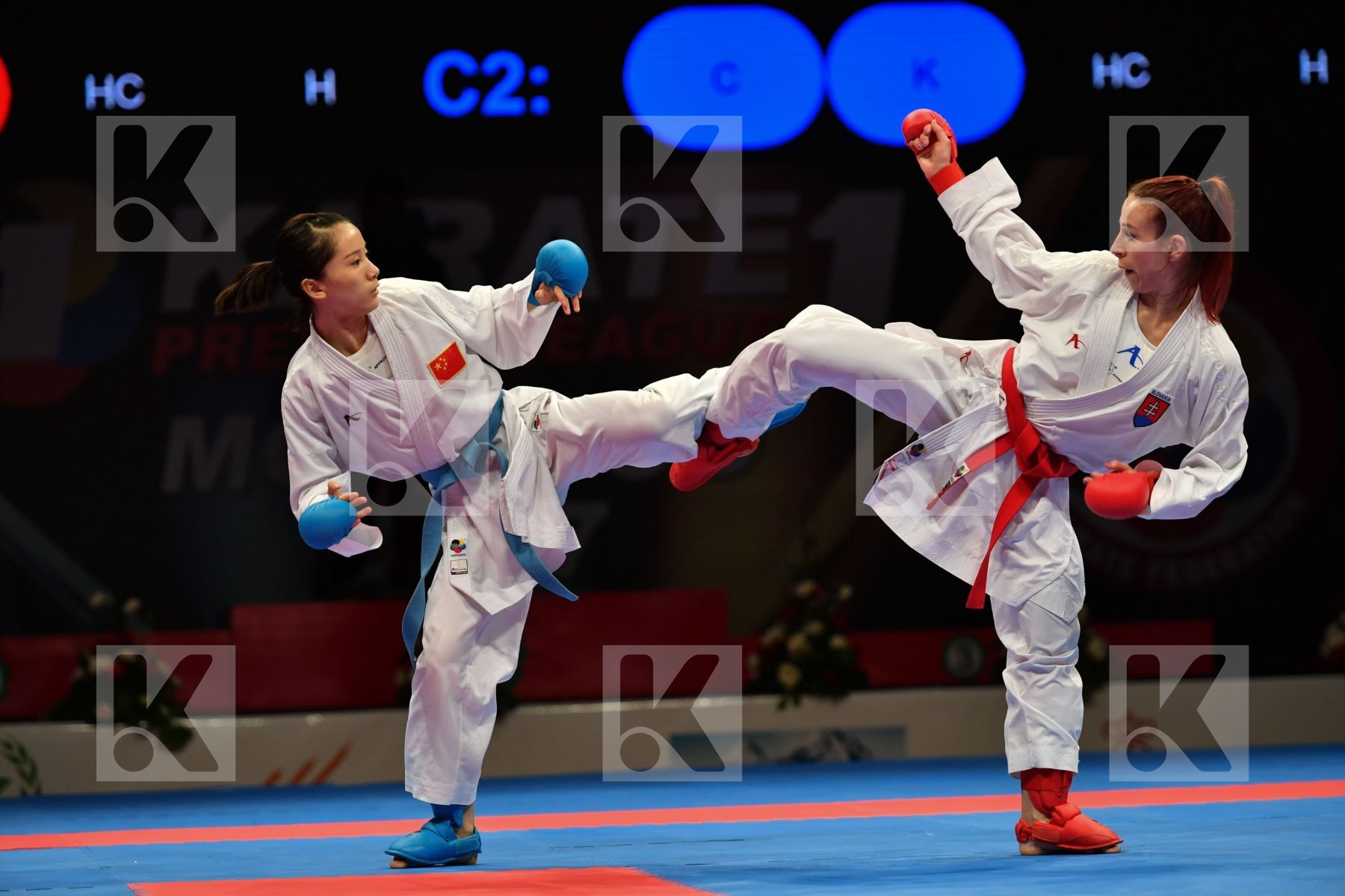 China Female kumite -50 kg Kovacikova Lucia Li Ranran Slovakia