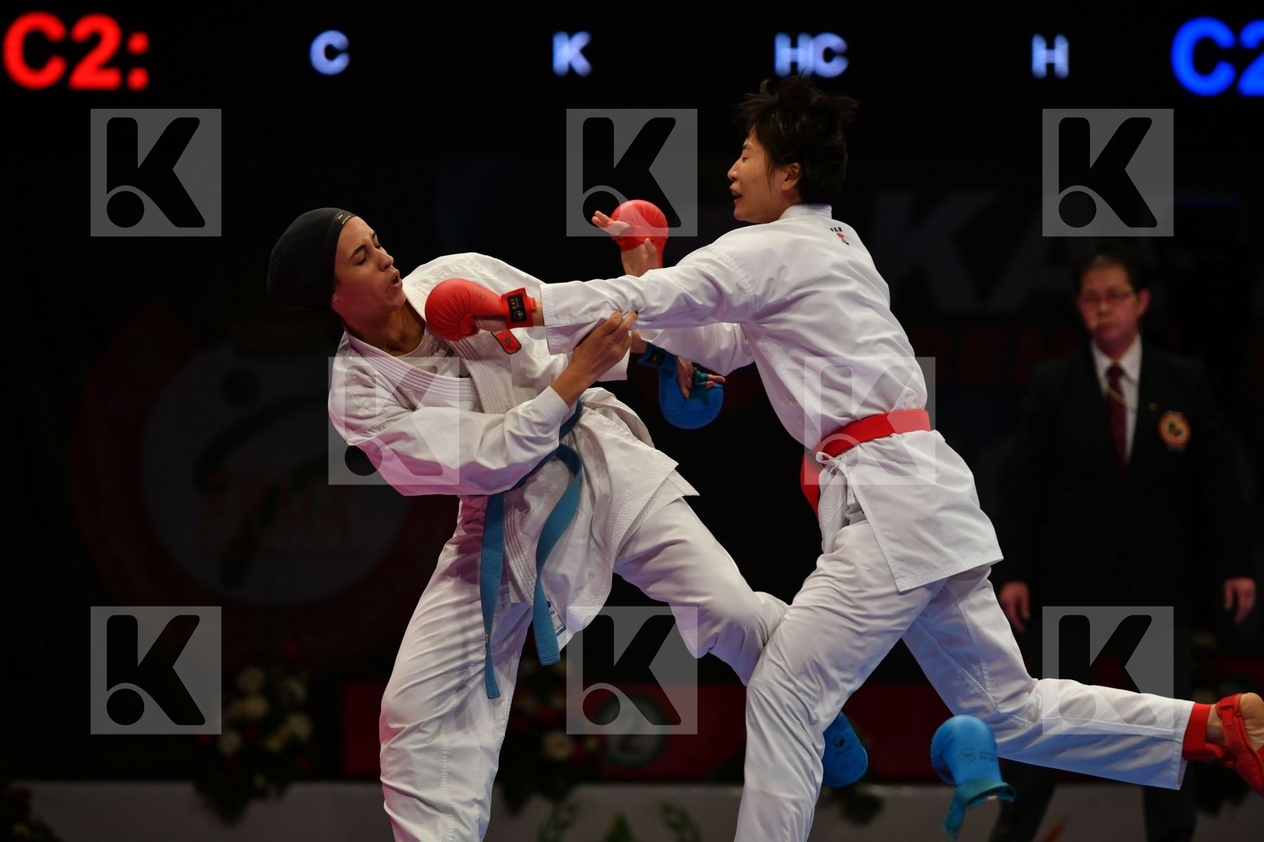 China Female kumite -61 kg Karchali  Najlae Morocco Yin Xiaoyan