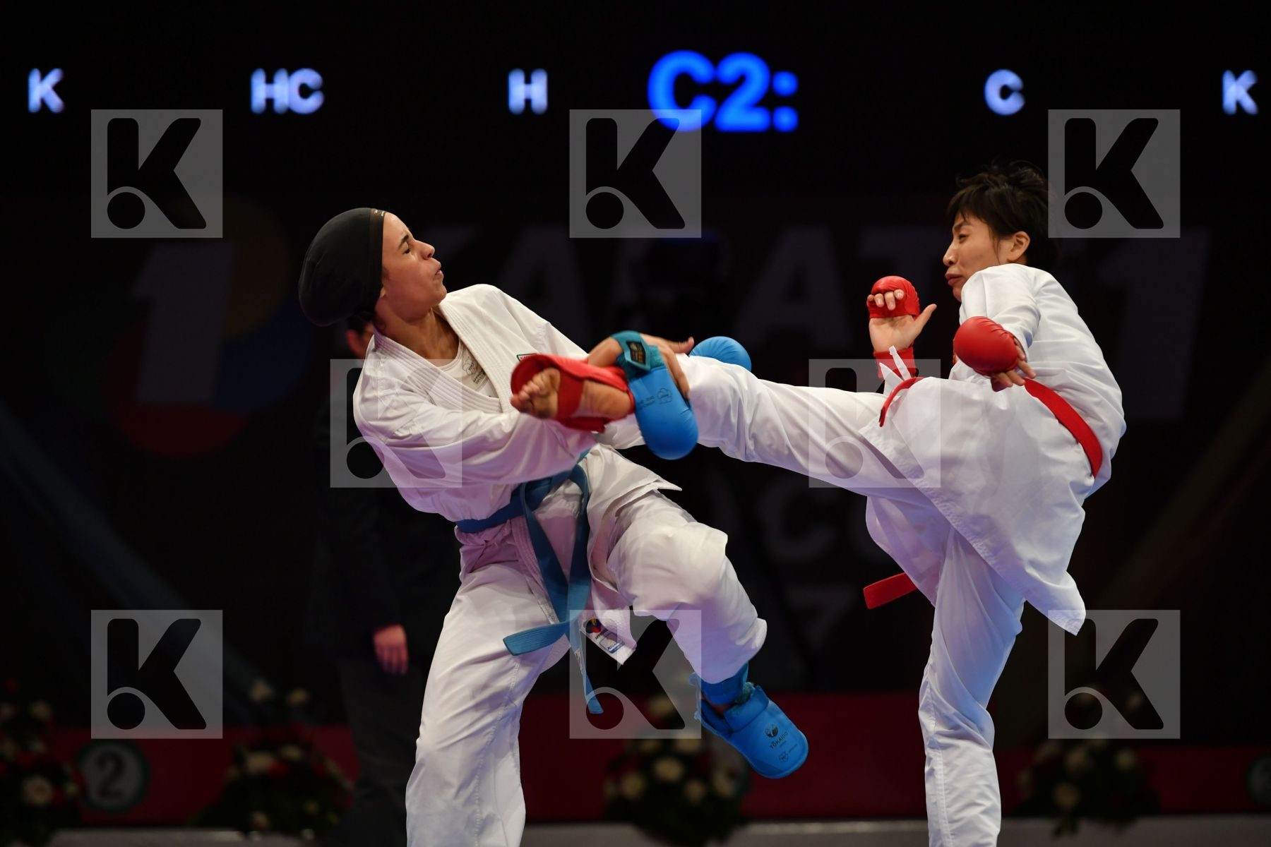 China Female kumite -61 kg Karchali  Najlae Morocco Yin Xiaoyan