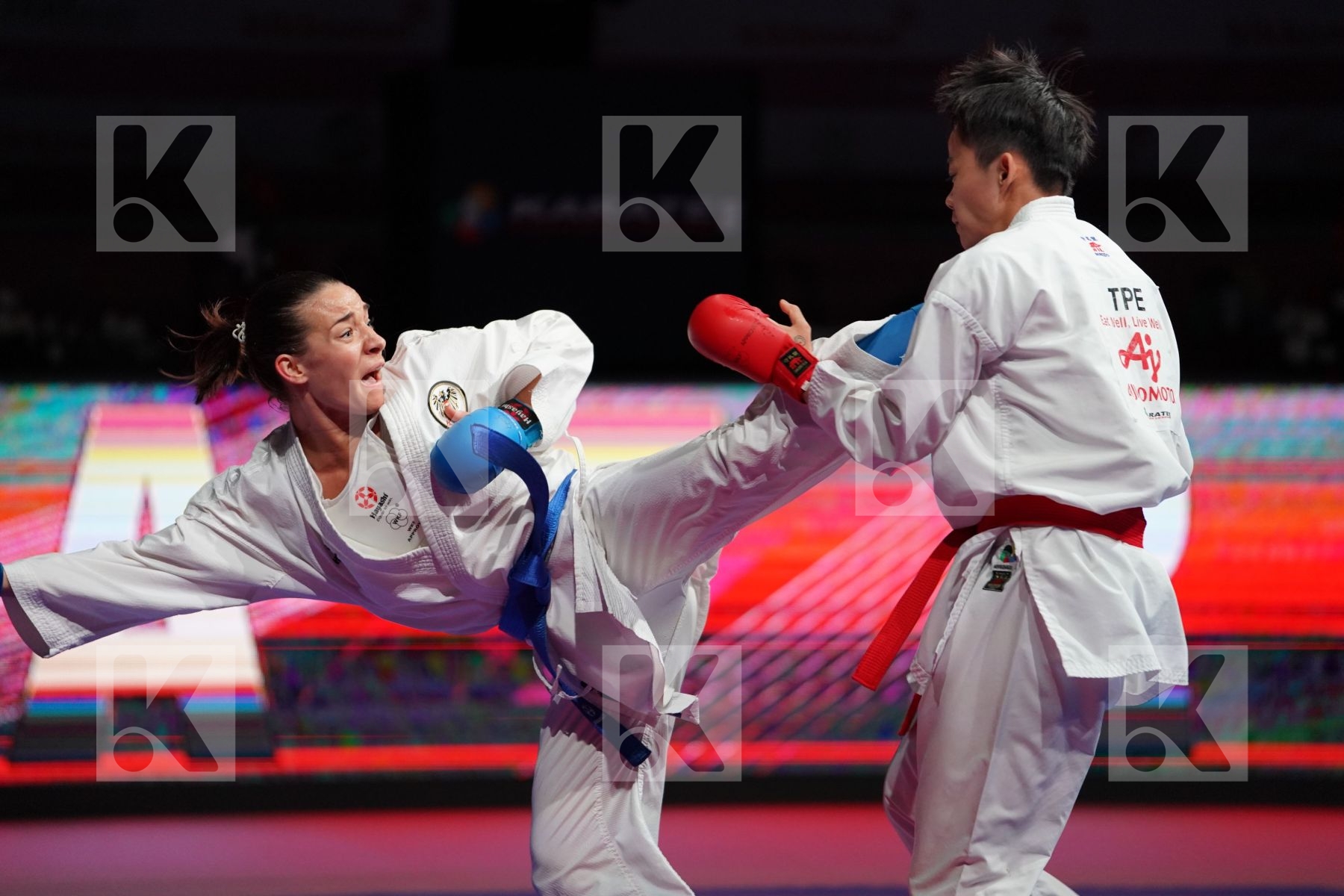 KU TSUI-PING (CHINESE TAIPEI) vs PLANK BETTINA (AUSTRIA) in Senior Kumite -50 Kg - Bronze bout