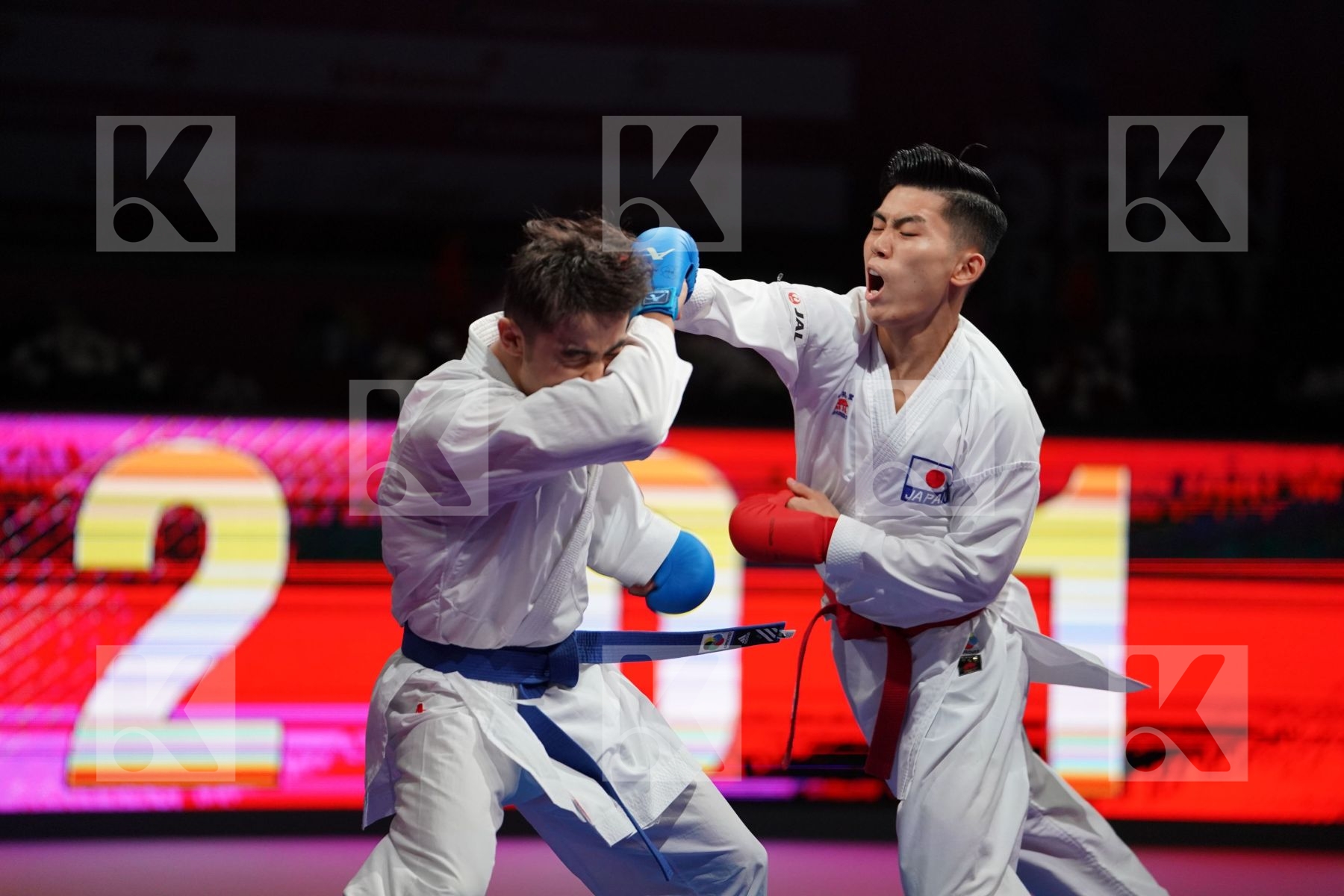 MINAMI YUNOSUKE (JAPAN) VS SAYMATOV SADRIDDIN (UZBEKISTAN) in Senior Kumite -60 Kg - Bronze bout