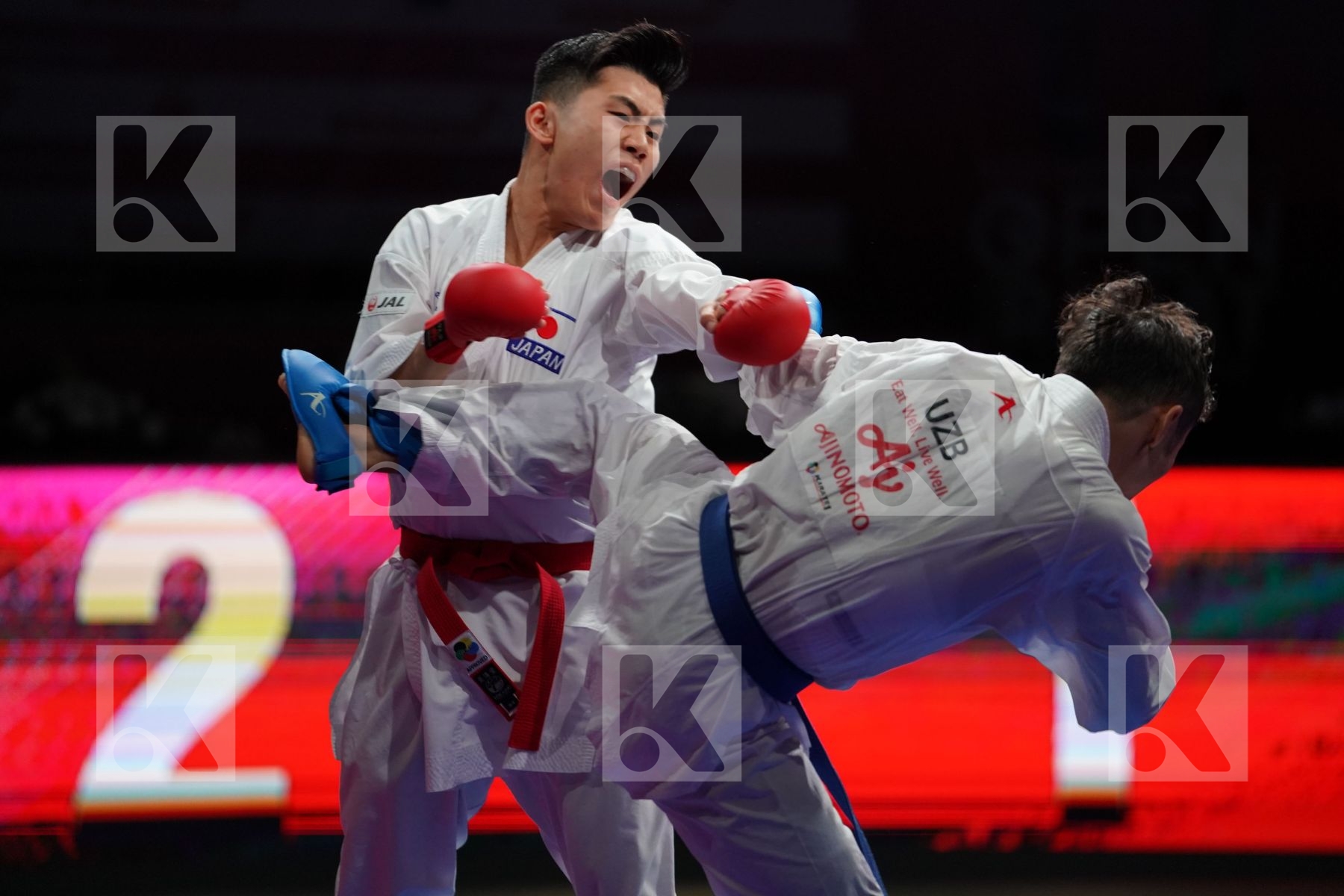 MINAMI YUNOSUKE (JAPAN) VS SAYMATOV SADRIDDIN (UZBEKISTAN) in Senior Kumite -60 Kg - Bronze bout