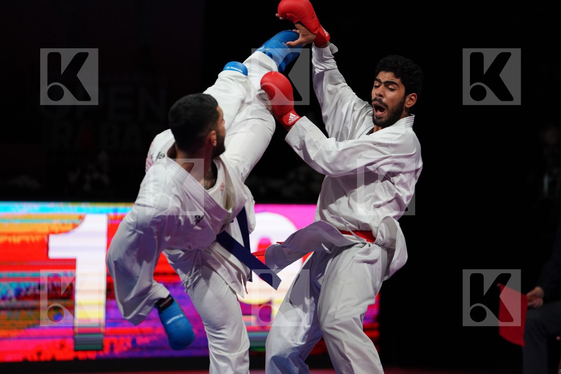 MAHMOUD TAHA TAREK (EGYPT) VS ABAZARI SALEH (IRAN) in Senior Kumite 84+ Kg - Bronze bout