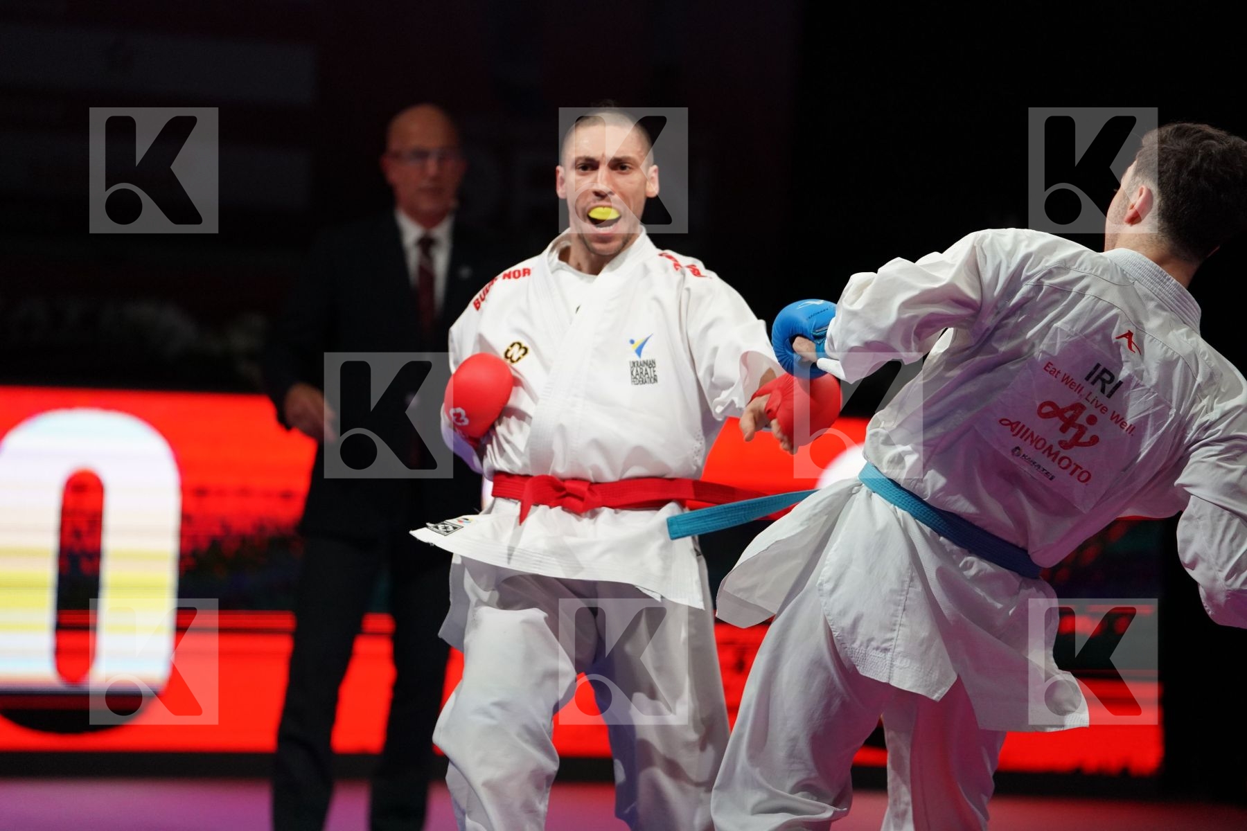 HORUNA STANISLAV (UKRAINE) VS ASIABARI ALI ASGHAR (IRAN) in Senior Kumite -75 Kg - Gold bout