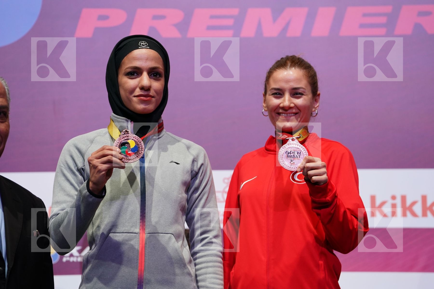 YAKAN TUBA (TURKEY), KHAKSAR TRAVAT (IRAN) during podium ceremony