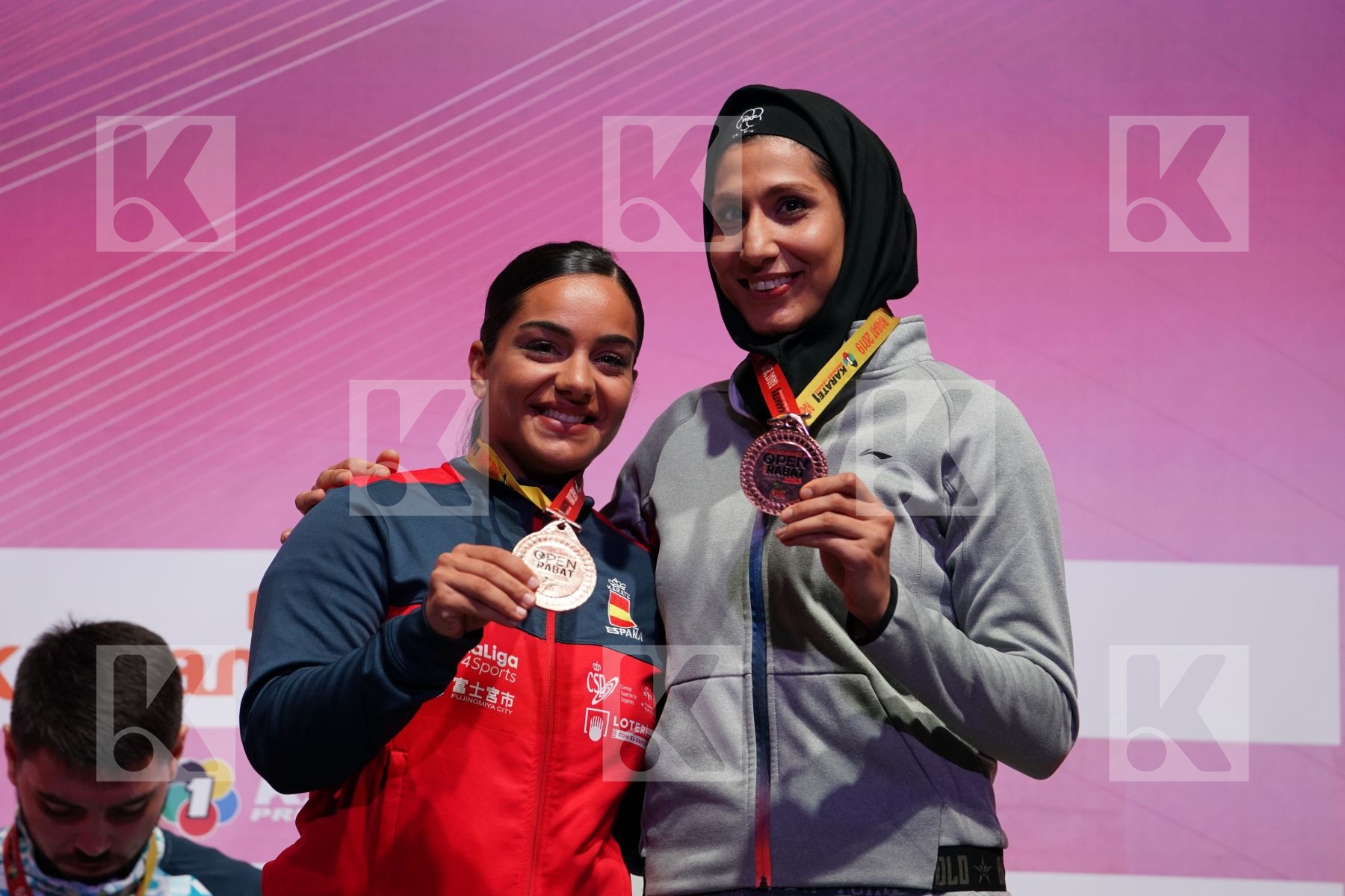 TORRES GARCIA MARIA (SPAIN), ABBASLI HAMIDEH (IRAN) during podium ceremony