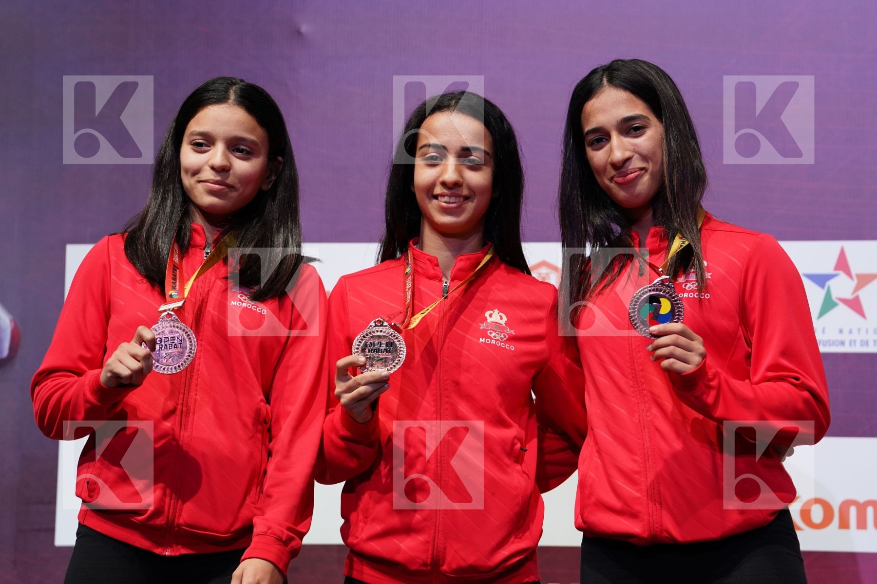 MOROCCO Female team kata during podium ceremony
