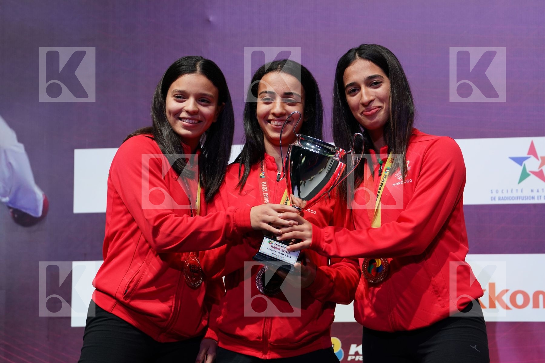 MOROCCO Female team kata during podium ceremony