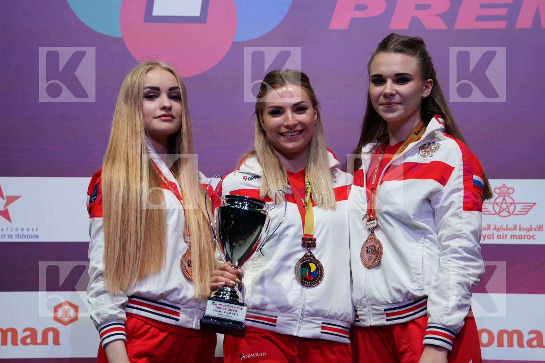 RUSSIA Female team kata during podium ceremony