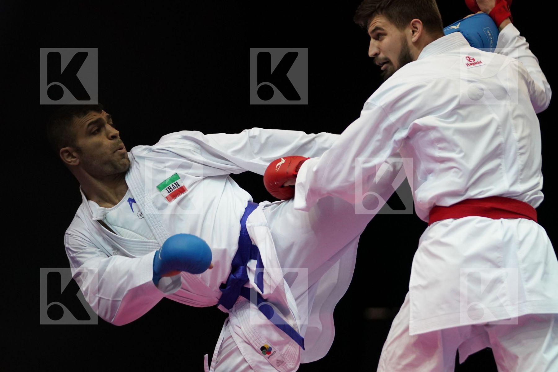DANIEL GYORGY (HUNGARY) VS ZABIHOLLAH POORSHAB  (ISLAMIC REPUBLIC OF IRAN) in Senior Kumite -84 Kg - Bronze bout