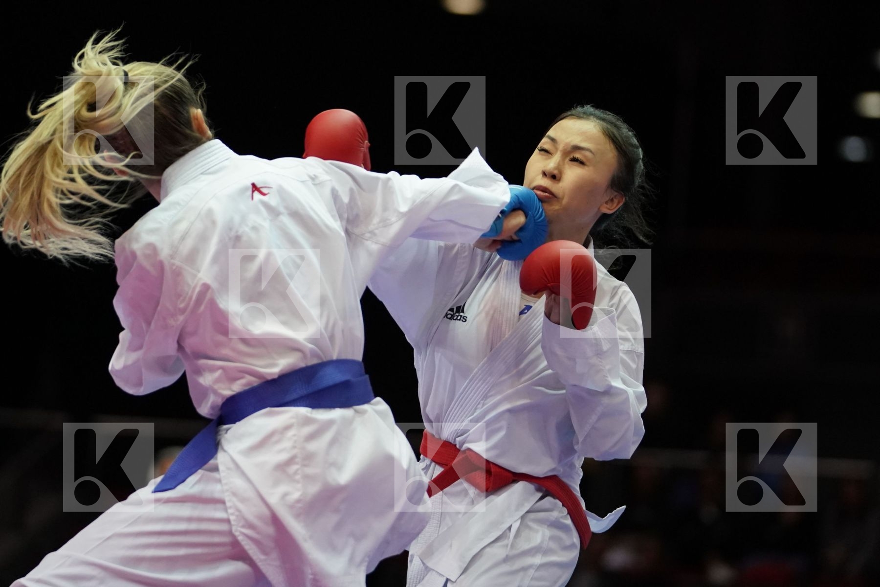 SABINA ZAKHAROVA (KAZAKHSTAN) VS ANZHELIKA TERLIUGA (UKRAINE) in Junior Kumite Male -55 Kg - Bronze bout