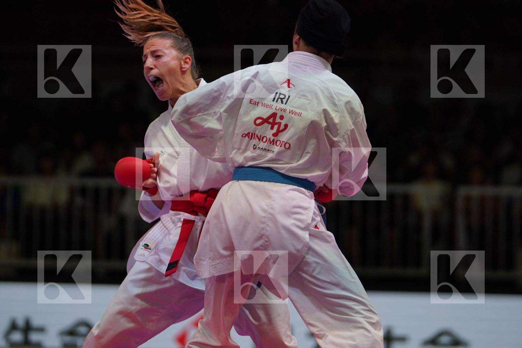 RECCHIA ALEXANDRA (FRANCE) vs BAHMANYAR SARA (IRAN) in Senior Kumite -50 Kg - Gold bout