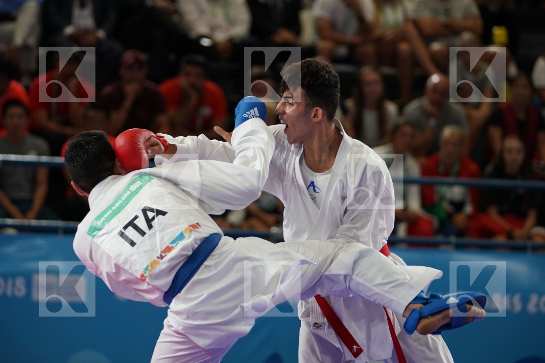 YASSINE SEKOURI (MOROCCO) vs ROSARIO RUGGIERO (ITALY) in Junior Kumite Male Ð 68 Kg - Semifinal