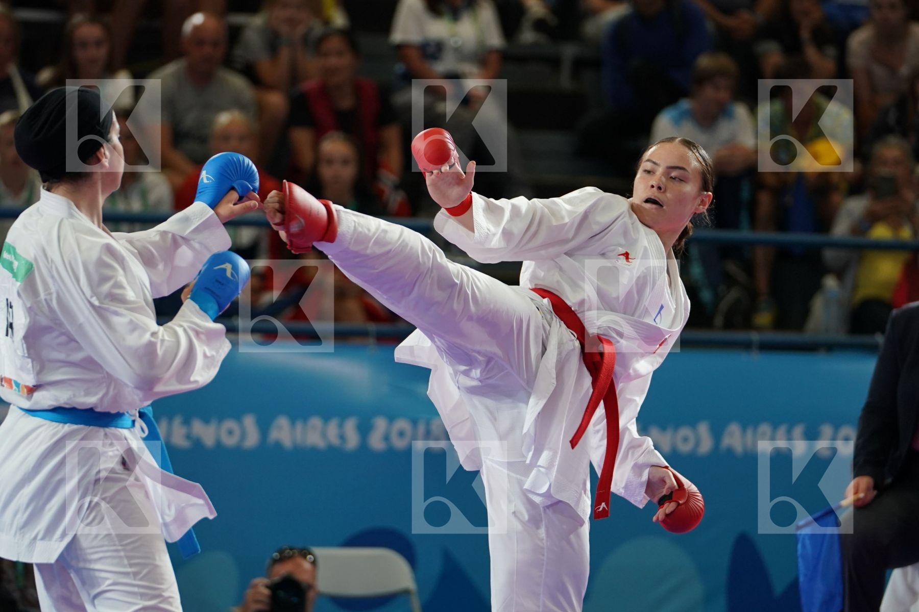 ANNIKA SAELID (NORWAY) vs NEGIN ALTOONI (IRAN) in Junior Kumite Female 59+ Kg - Semifinal