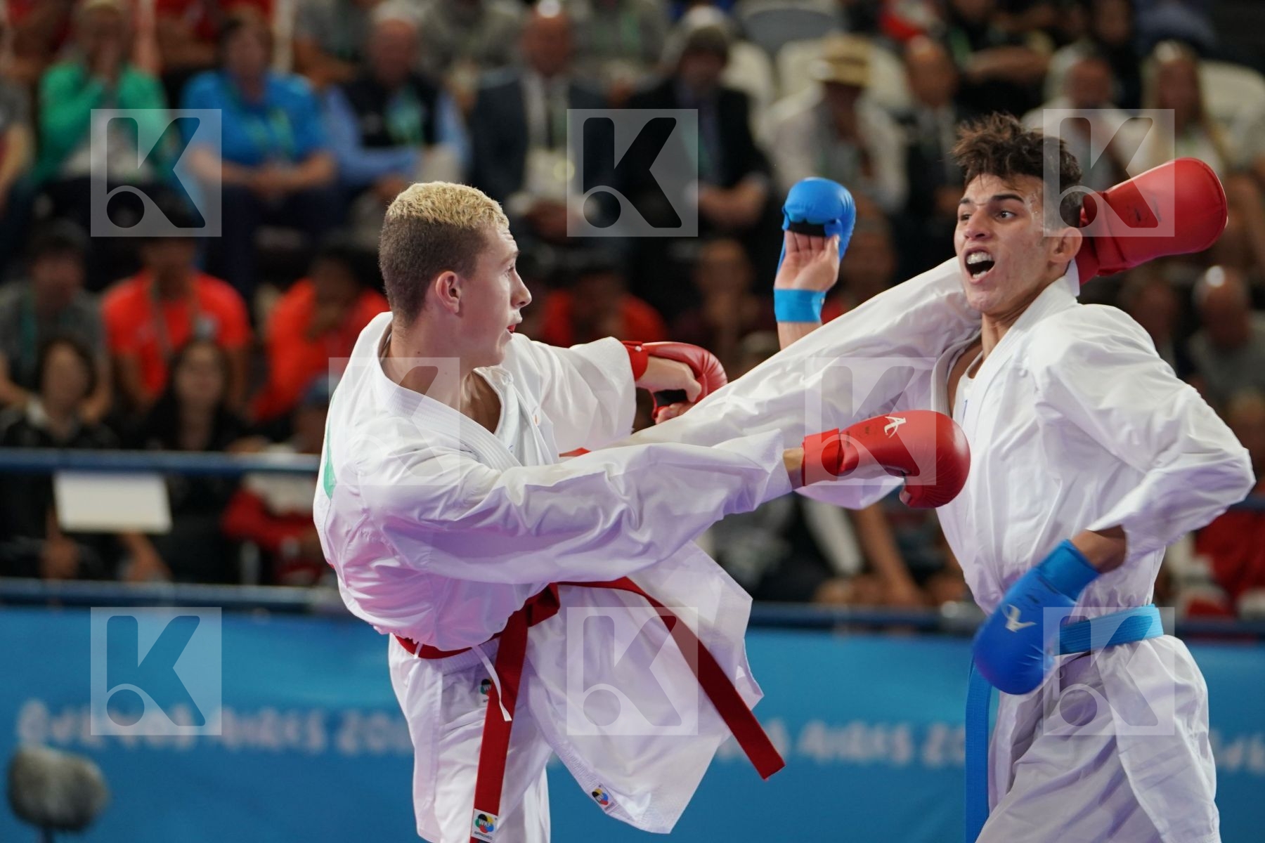 QUENTIN MAHAUDEN (BELGIUM) vs YASSINE SEKOURI (MOROCCO) in Junior Kumite Male Ð 68 Kg - Final bout