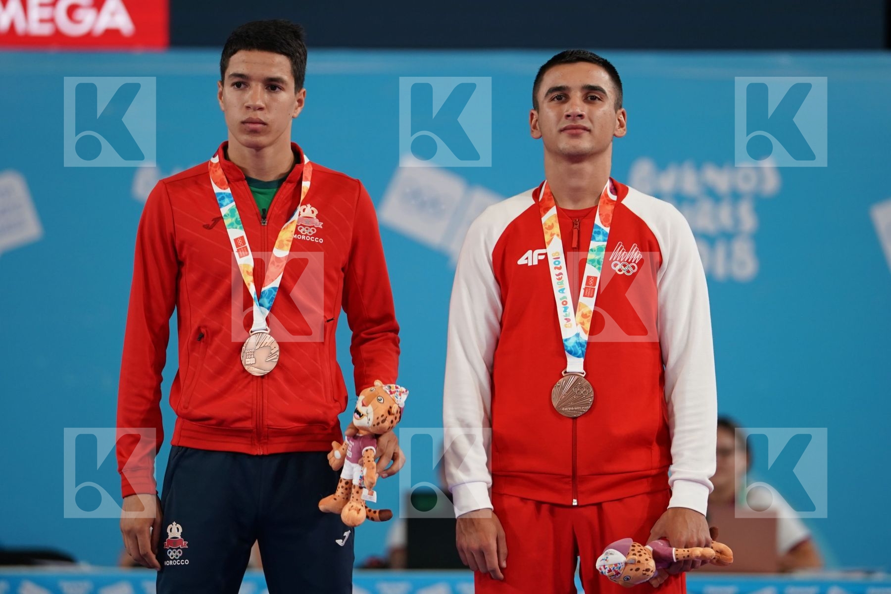 MOHAMMED ALASSIRI (SAUDI ARABIA), MASAKI YAMAOKA (JAPAN), OUSSAMA EDARI (MOROCCO), FAHIK VESELI (FYR OF MACEDONIA) in Junior Kumite Male Ð 61 Kg - Podium ceremony