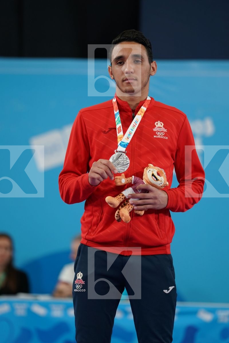 NAVID MOHAMMADI (IRAN), NABIL ECH-CHAABI (MOROCCO), ENES BULUT (TURKEY), SEAN MC CARTHY CREAN (IRELAND) in Junior Kumite Male 68 + Kg - podium ceremony