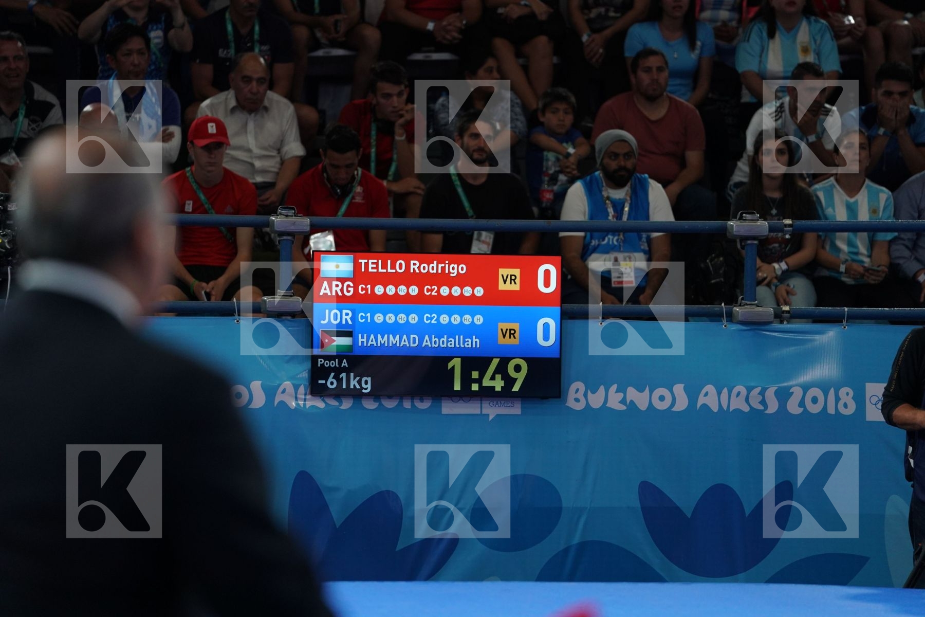 RODRIGO TELLO (ARGENTINA) Vs ABDALLAH HAMMAD (JORDAN) in Junior Kumite Male Ð 61 Kg - Semifinal