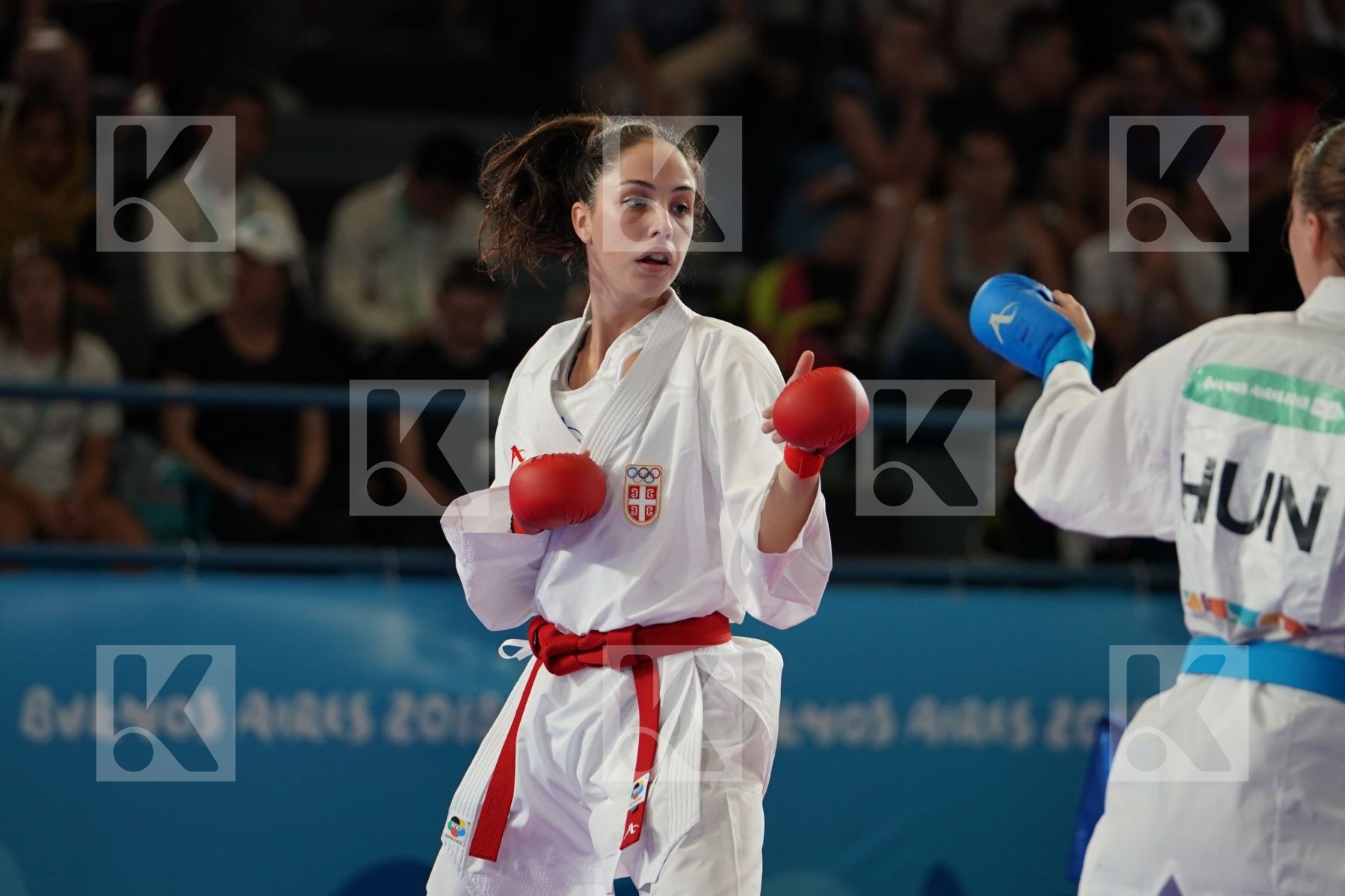 IVANA PEROVIC (SERBIA) Vs ZSOFIA BARANYI (HUNGARY) in Junior Kumite Female - 59 Kg - Semifinal