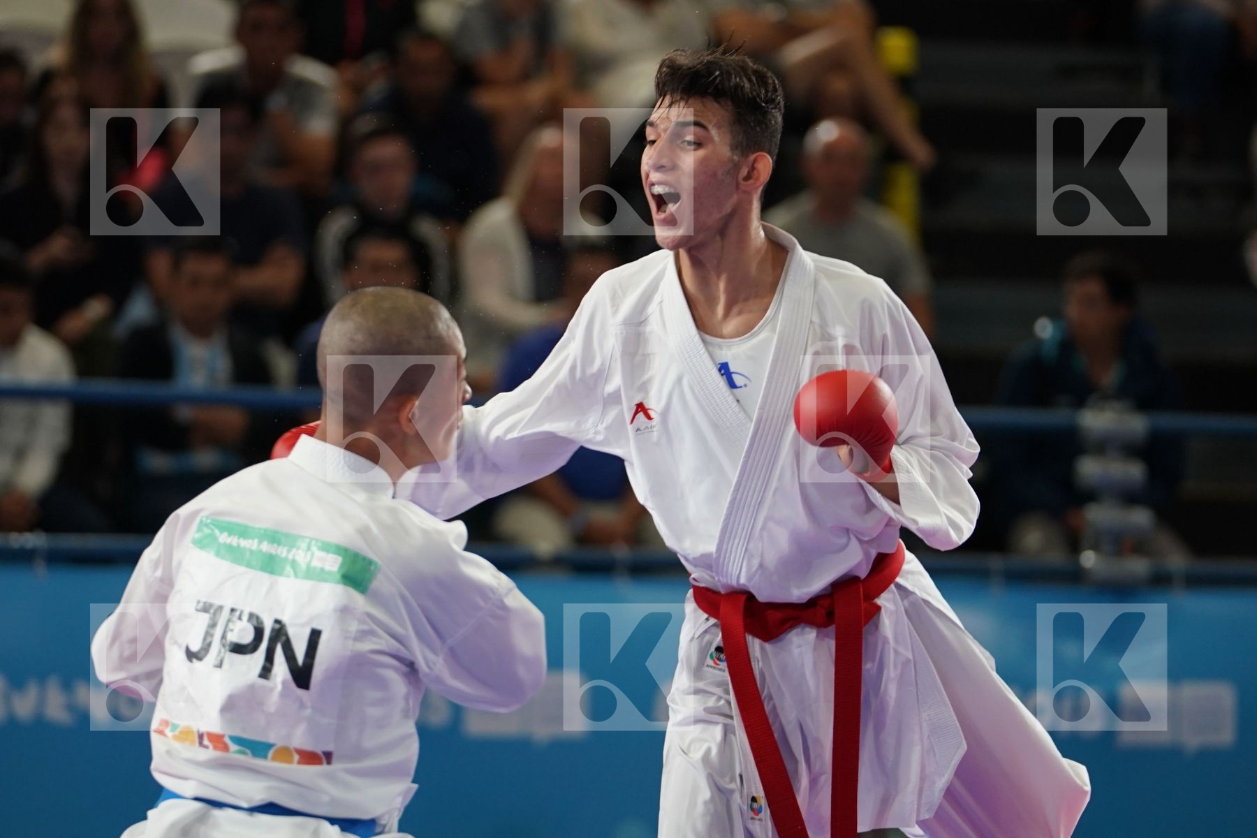 YASSINE SEKOURI (MOROCCO) vs KOTARO NAKAMURA (JAPAN) in Junior Kumite Male Ð 68 Kg - Qualification