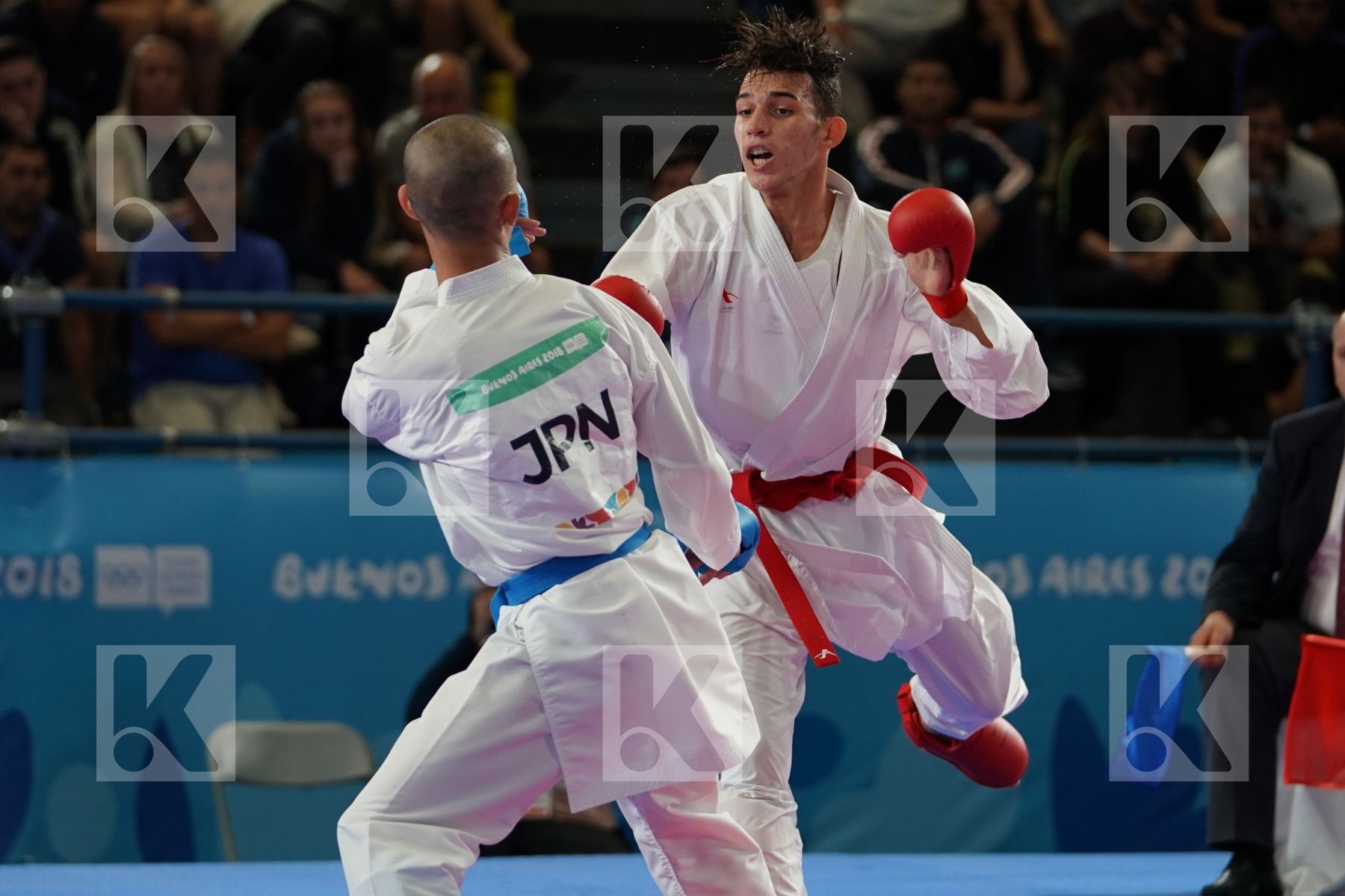 YASSINE SEKOURI (MOROCCO) vs KOTARO NAKAMURA (JAPAN) in Junior Kumite Male Ð 68 Kg - Qualification