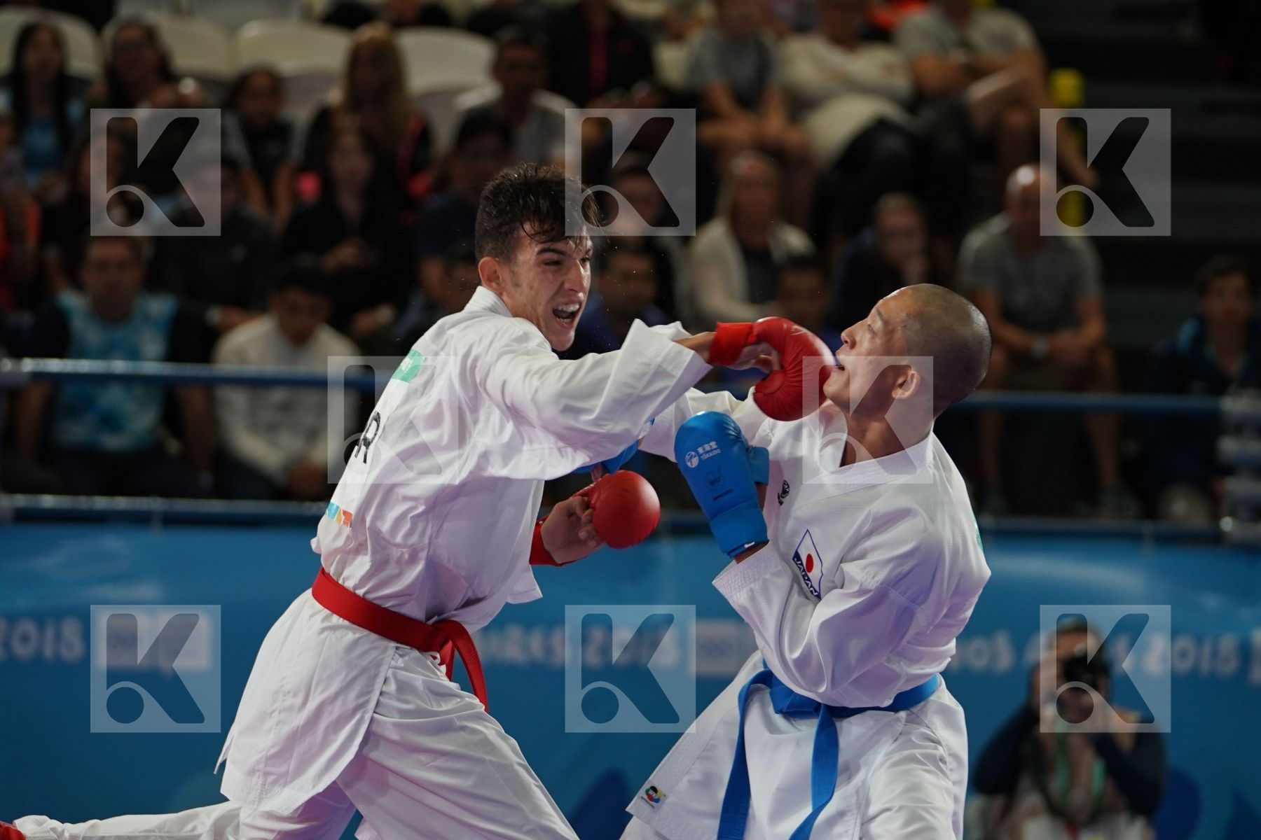 YASSINE SEKOURI (MOROCCO) vs KOTARO NAKAMURA (JAPAN) in Junior Kumite Male Ð 68 Kg - Qualification
