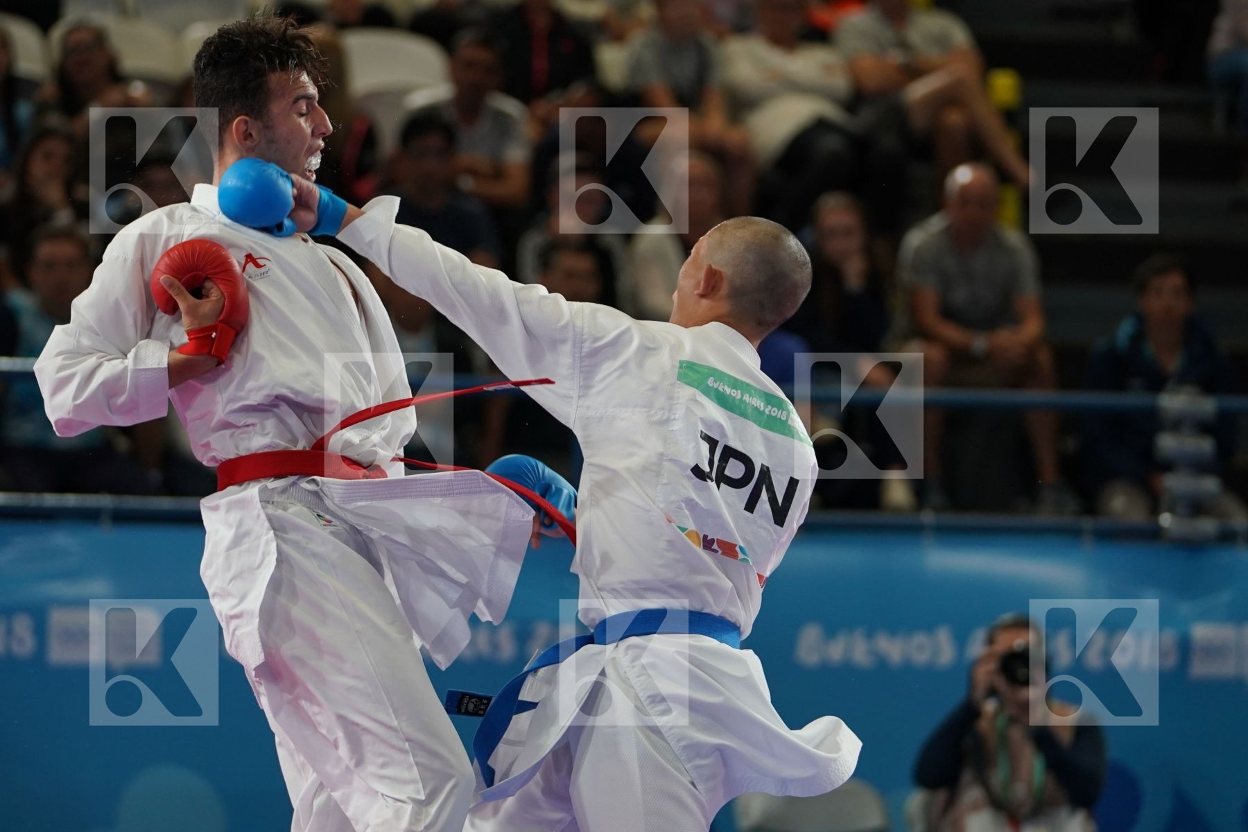 YASSINE SEKOURI (MOROCCO) vs KOTARO NAKAMURA (JAPAN) in Junior Kumite Male Ð 68 Kg - Qualification