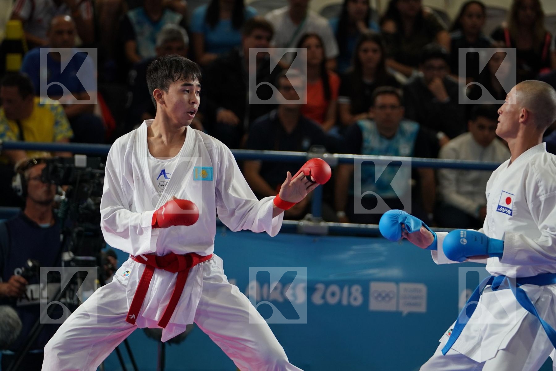 ABILMANSUR BATYRGALI (KAZAKHSTAN) vs KOTARO NAKAMURA (JAPAN) in Junior Kumite Male Ð 68 Kg - Qualification