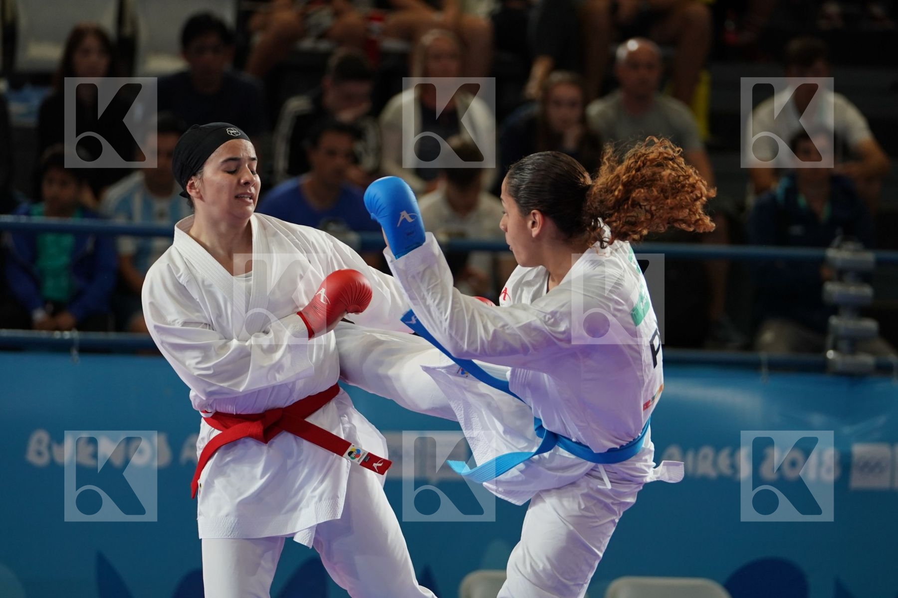 NEGIN ALTOONI (IRAN) vs JANESSA MICHELLE FONSECA (PUERTO RICO) in Junior Kumite Female 59+ Kg - Qualification