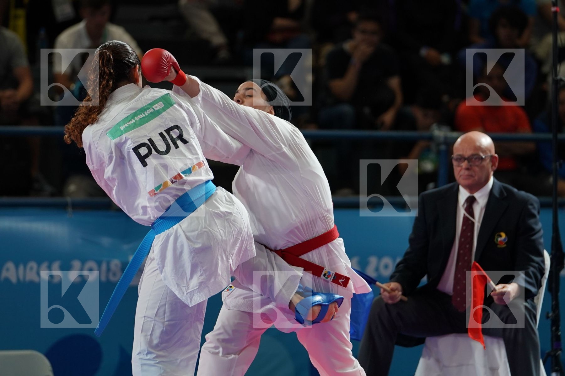 NEGIN ALTOONI (IRAN) vs JANESSA MICHELLE FONSECA (PUERTO RICO) in Junior Kumite Female 59+ Kg - Qualification