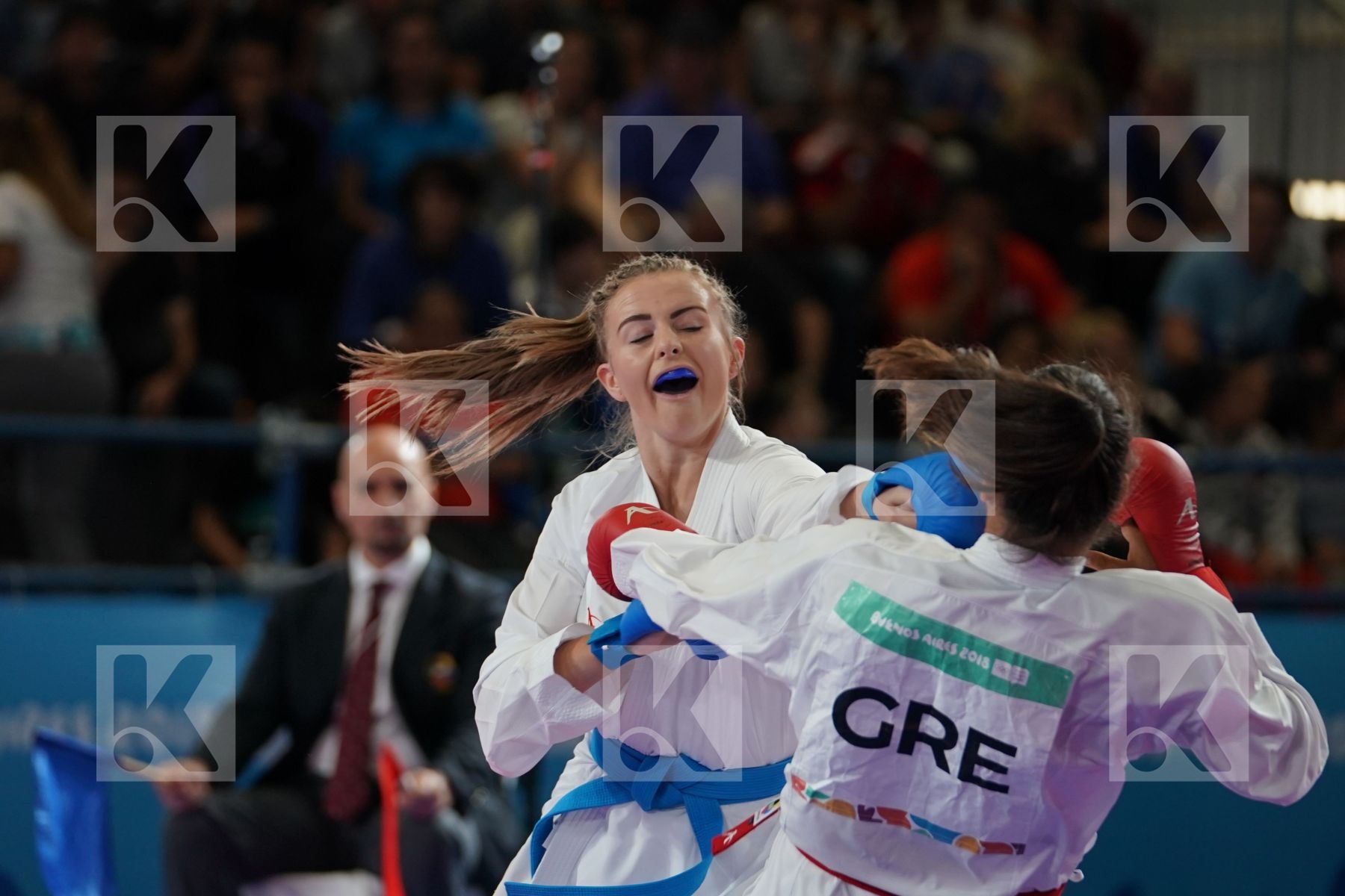 KYRIAKI KYDONAKI (GREECE) vs LAUREN PAIGE SALISBURY (GREAT BRITAIN) in Junior Kumite Female 59+ Kg - Qualification