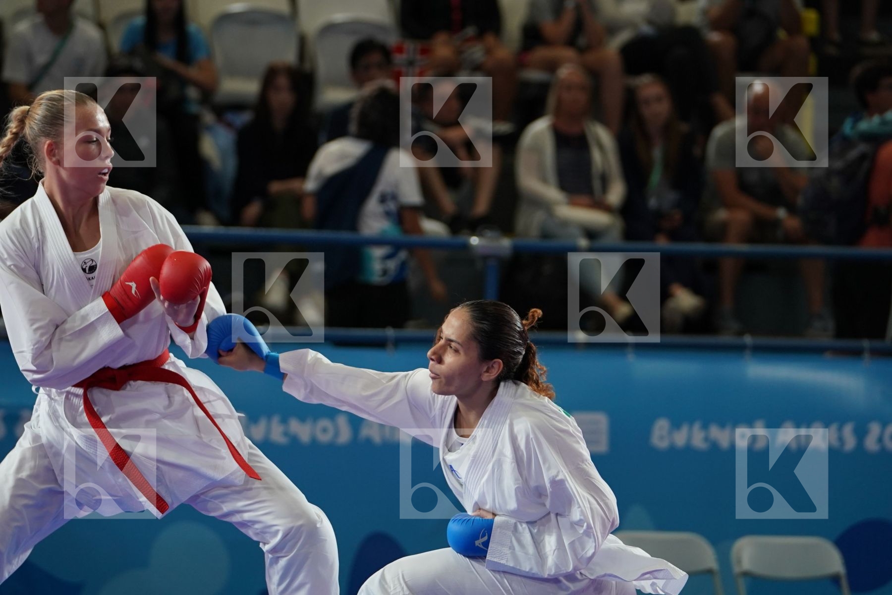 LAURA LYCK (DENMARK) vs JANESSA MICHELLE FONSECA (PUERTO RICO) in Junior Kumite Female 59+ Kg - Qualification