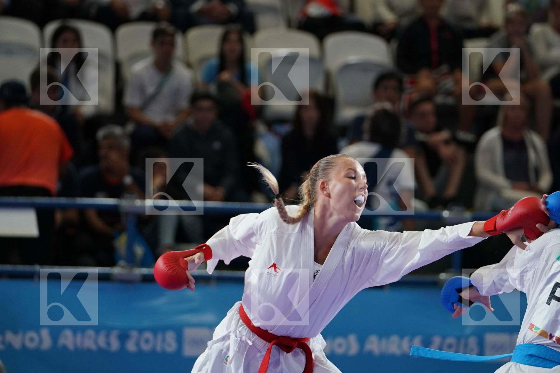 LAURA LYCK (DENMARK) vs JANESSA MICHELLE FONSECA (PUERTO RICO) in Junior Kumite Female 59+ Kg - Qualification