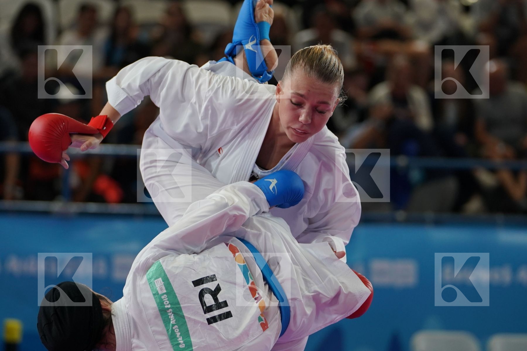 LAURA LYCK (DENMARK) vs NEGIN ALTOONI (IRAN) in Junior Kumite Female 59+ Kg - Qualification