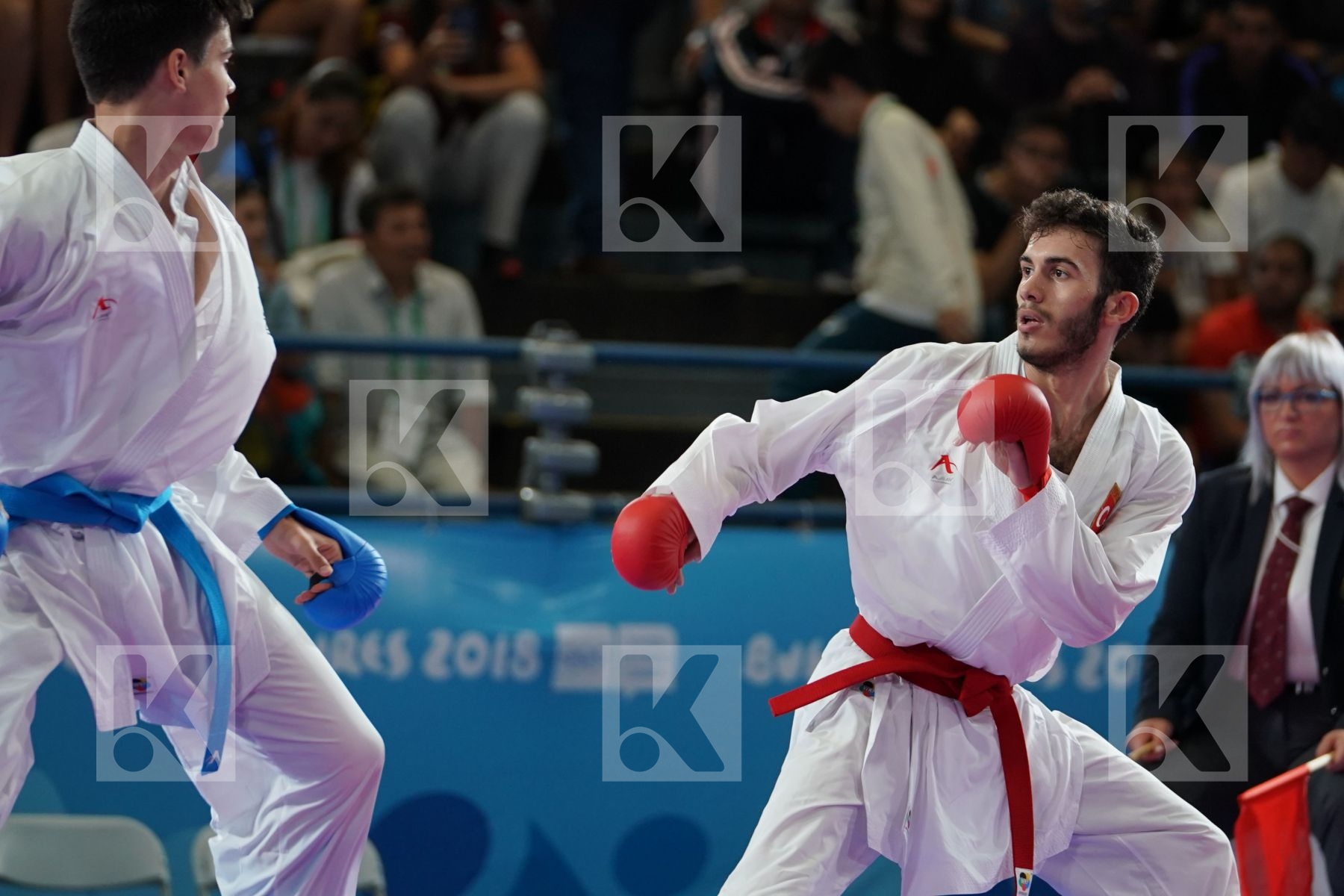 ENES BULUT (TURKEY) vs RAUKAWA JEFFERIES (NEW ZEALAND) in Senior Kumite 68+ Kg - Qualification
