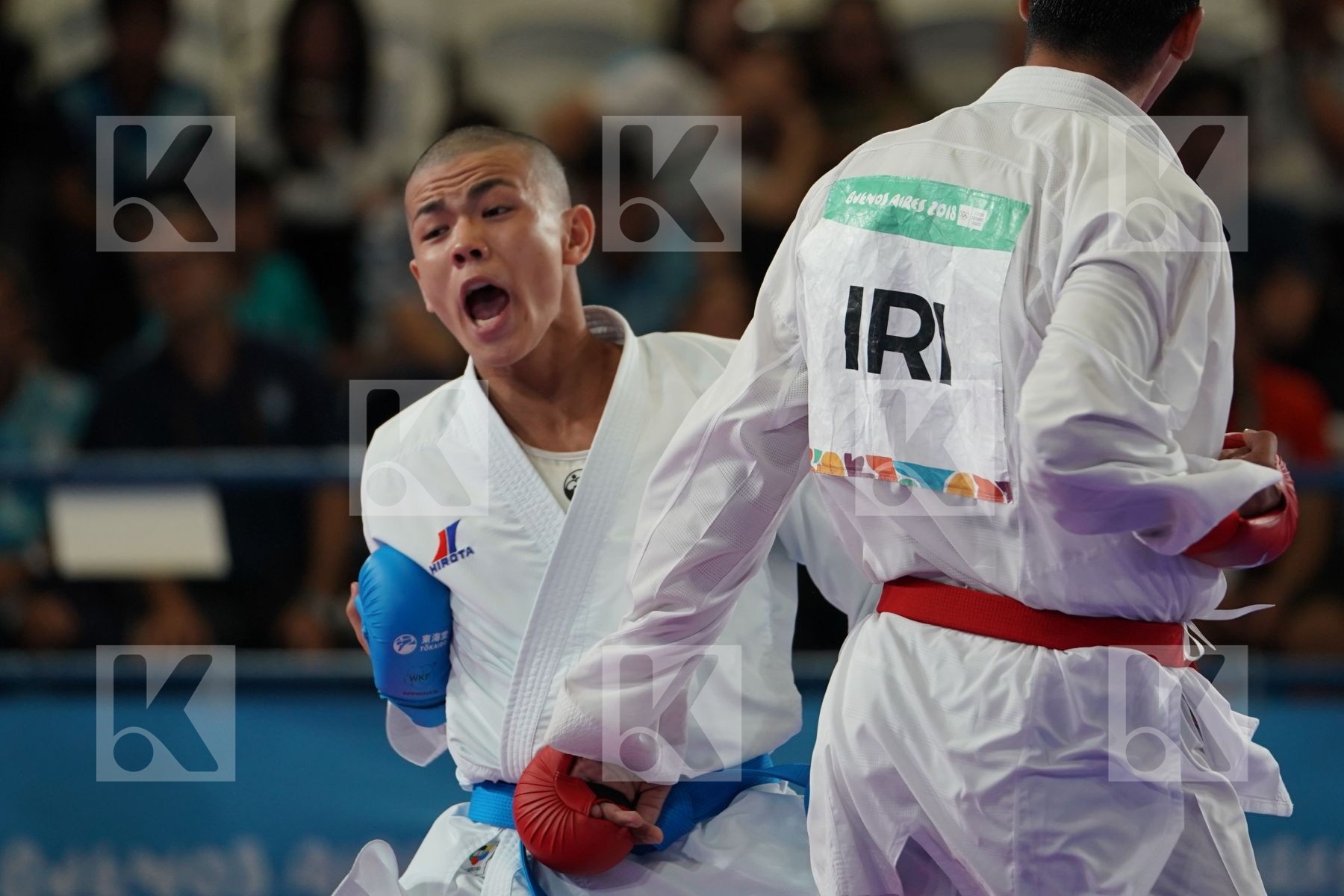 NAVID MOHAMMADI (IRAN) vs KEISEI SAKIYAMA (JAPAN) in Senior Kumite 68+ Kg - Qualification