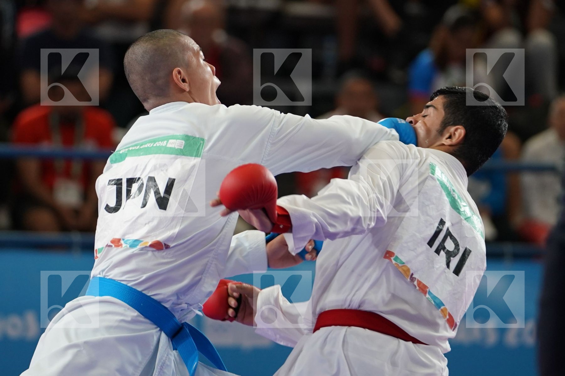 NAVID MOHAMMADI (IRAN) vs KEISEI SAKIYAMA (JAPAN) in Senior Kumite 68+ Kg - Qualification