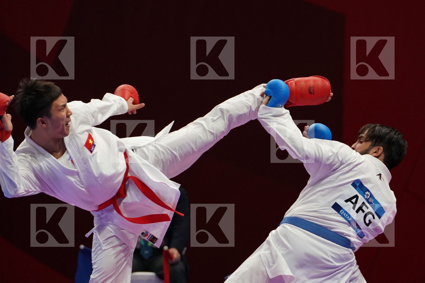 MINH PHUNG NGUYEN (VIETNAM) vs MUNIB UR REHMAN HAIDER E QARAR (AFGHANISTAN) in Senior Kumite 84+ Kg - Qualification