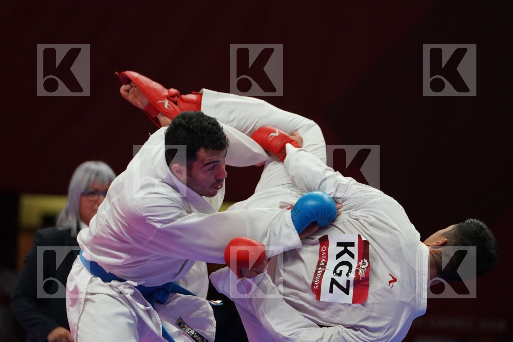 THODNY PHONGSAMPHAN (LAO PEOPLE`S DEMOCRATIC REPUBLIC) vs SAJAD GANJZADEH (ISLAMIC REPUBLIC OF IRAN) in Senior Kumite 84+ Kg - Qualification