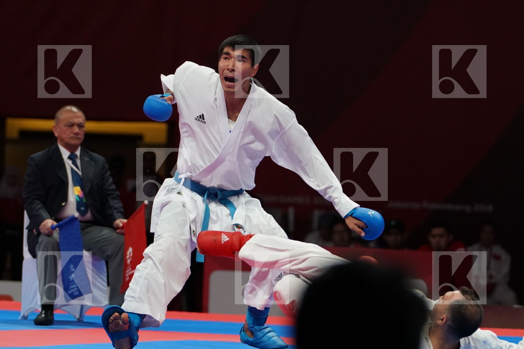 MUTASEMBELLAH KHAIR (JORDAN) vs DANIYAR YULDASHEV (KAZAKHSTAN) in Senior Kumite 84+ Kg - Bronze bout