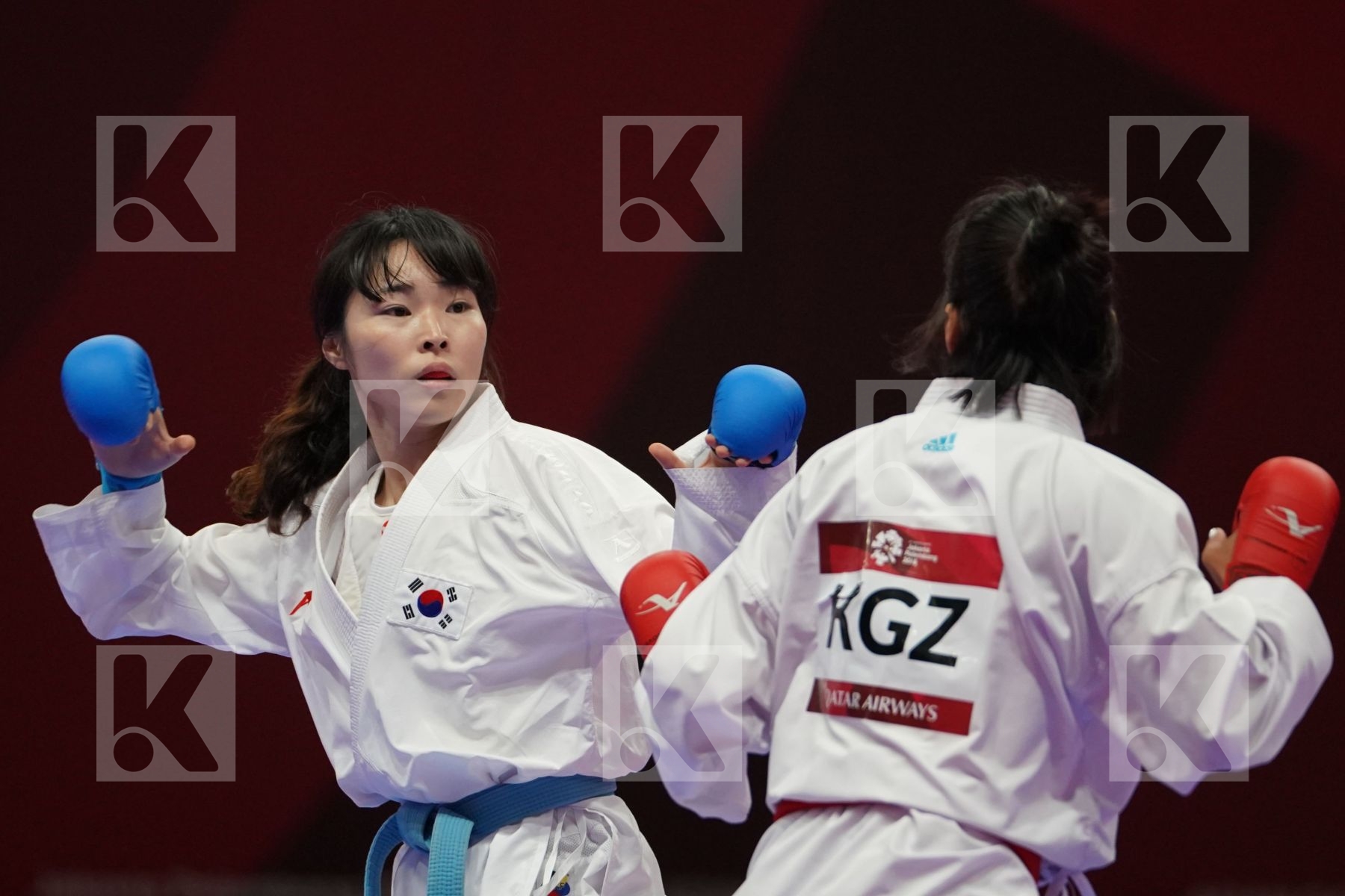 AIGERIM PRIEVA (KYRGYZSTAN) vs TAEEUN AHN (REPUBLIC OF KOREA) in Senior Kumite -55 Kg - Qualification